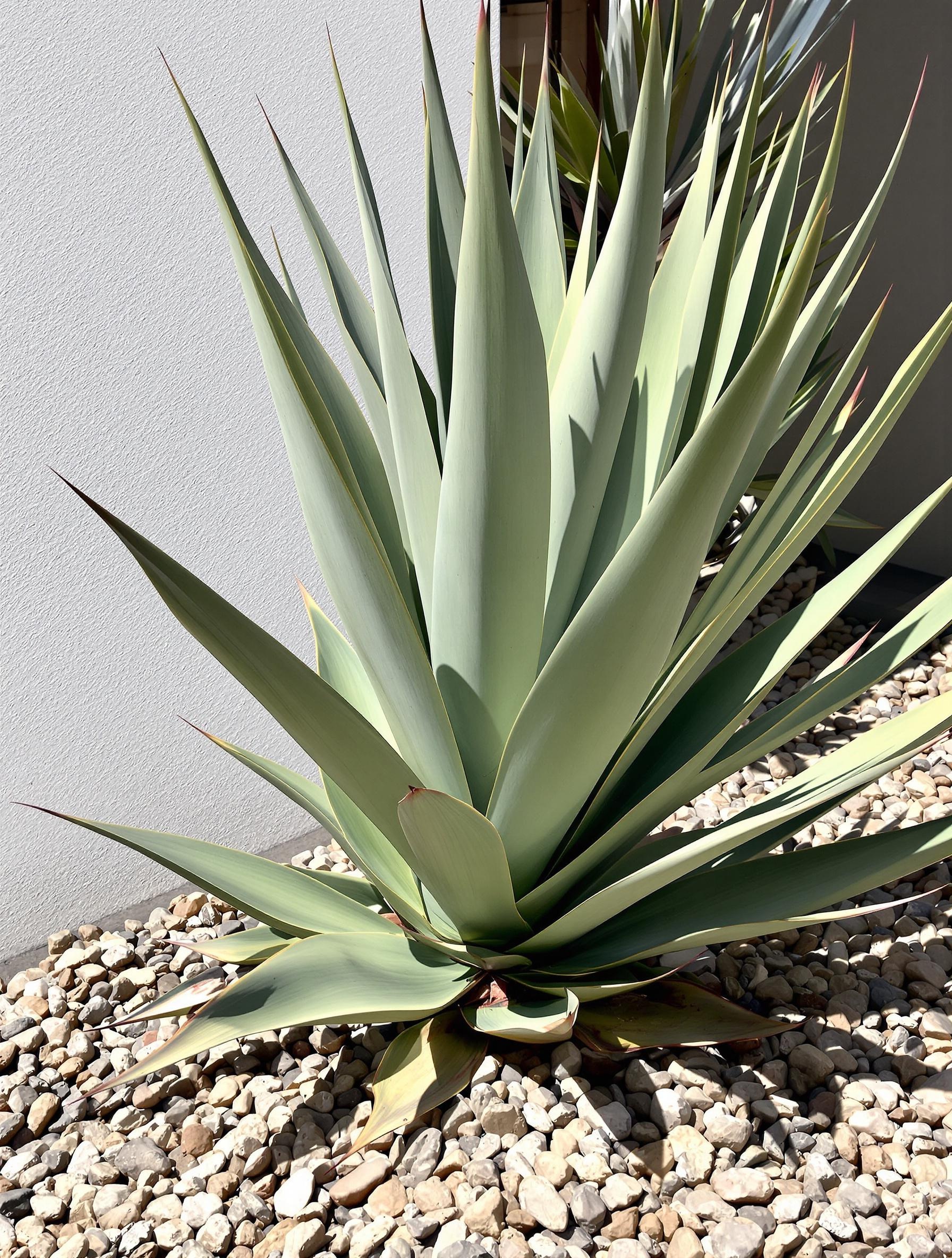 Agave americana sculptural dans un jardin sec moderne