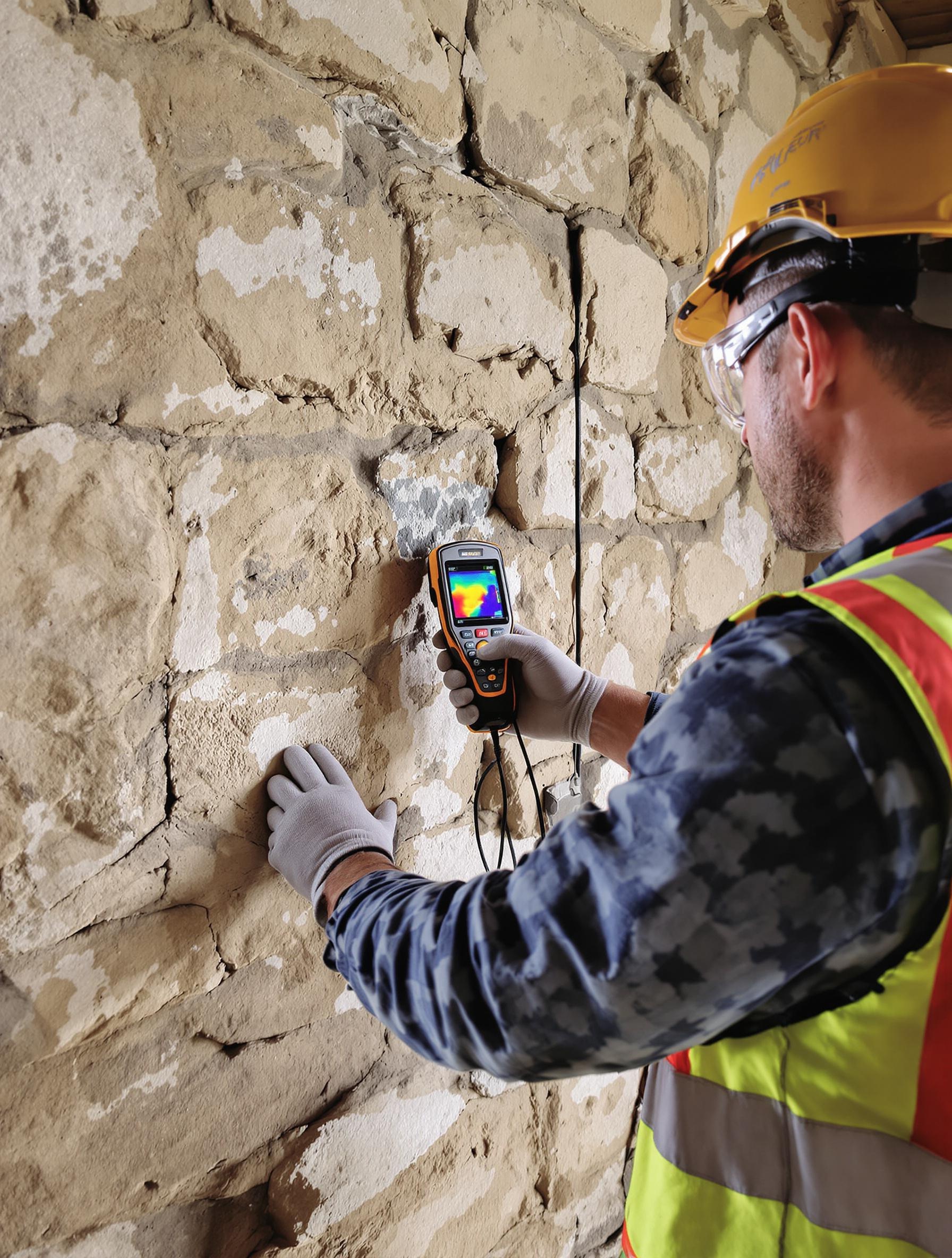 Diagnostic d’humidité et thermique sur un mur ancien