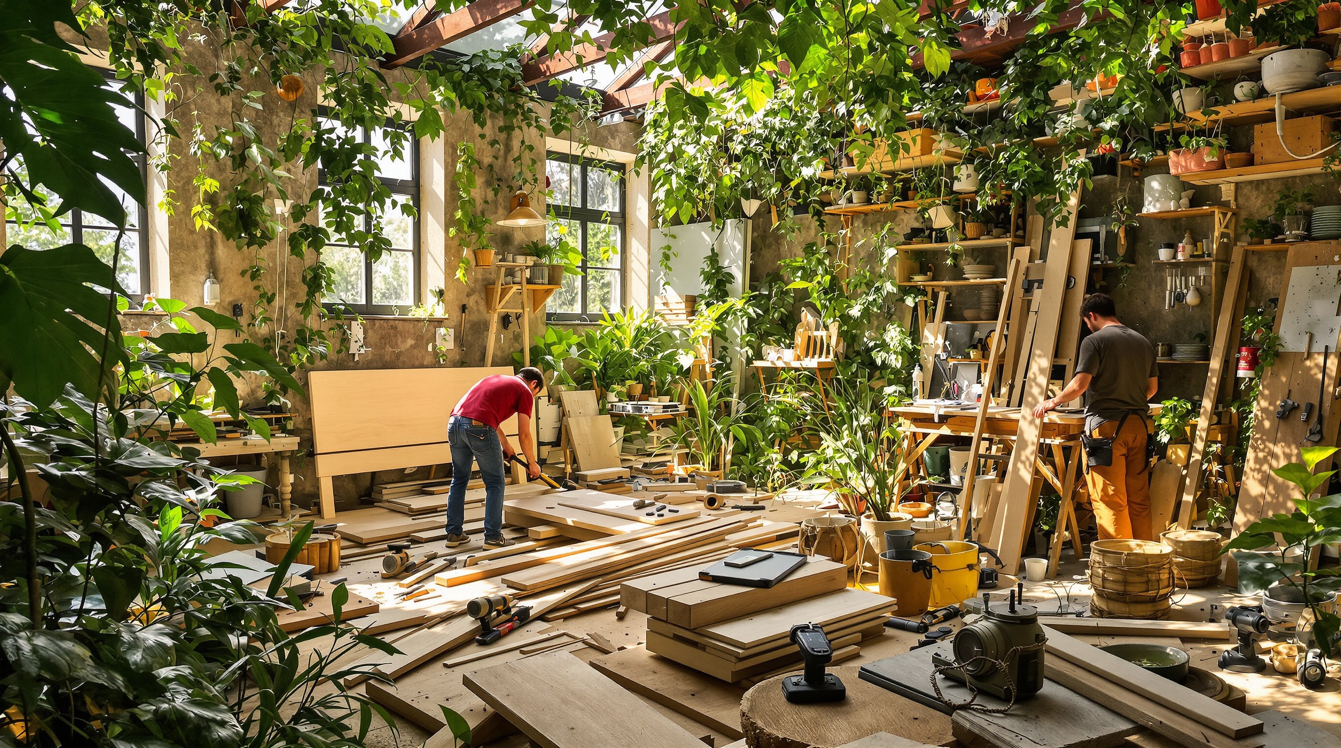 atelier DIY bazar végétal tête de lit en bois