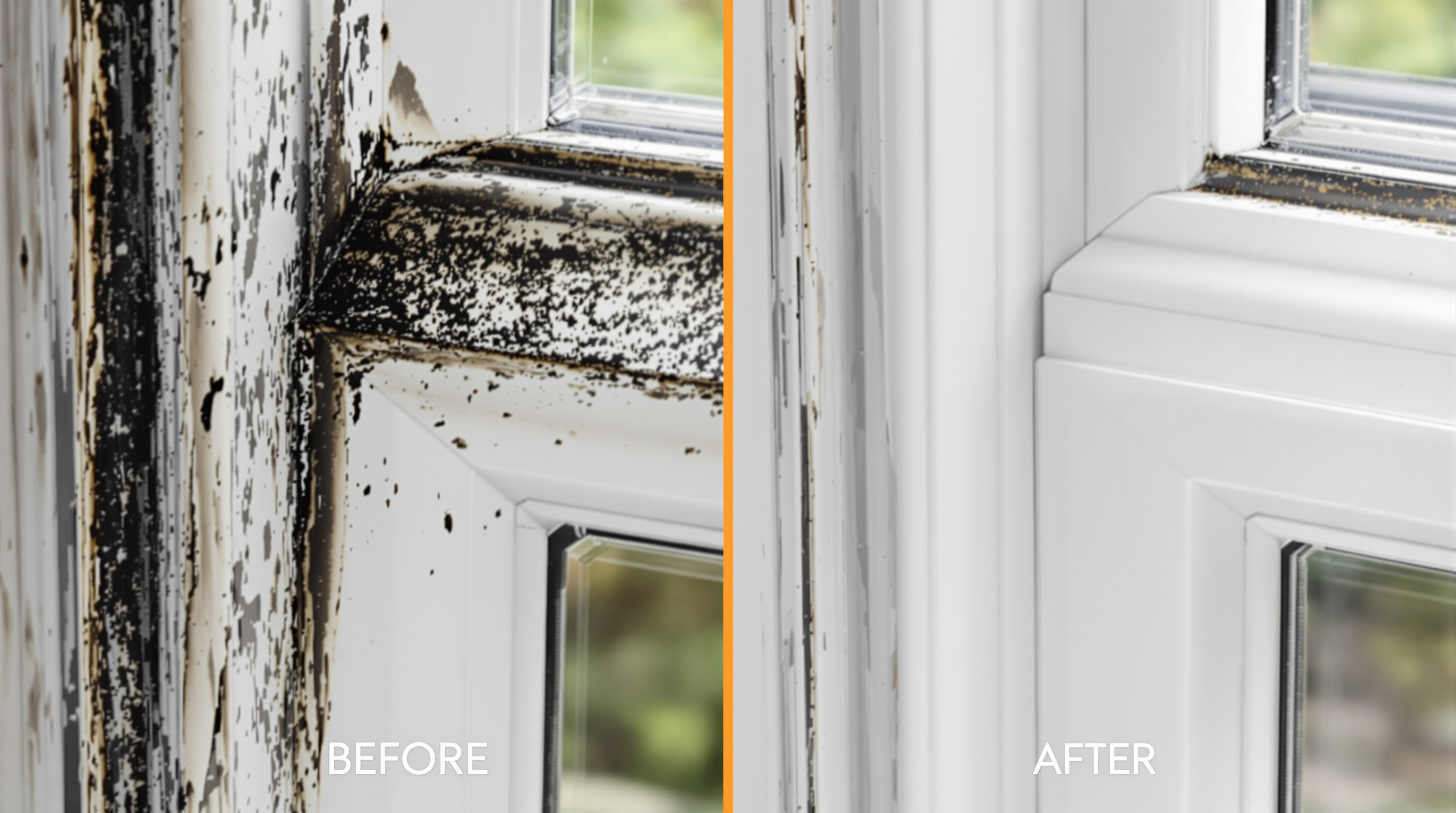 Nettoyage avant/après moisissure fenêtre