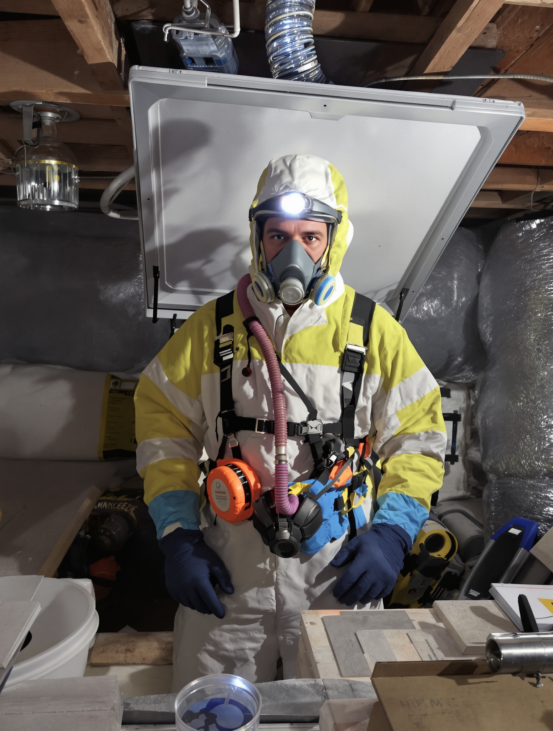 Bricoleur amateur équipé pour isolation vide sanitaire DIY sécurisé