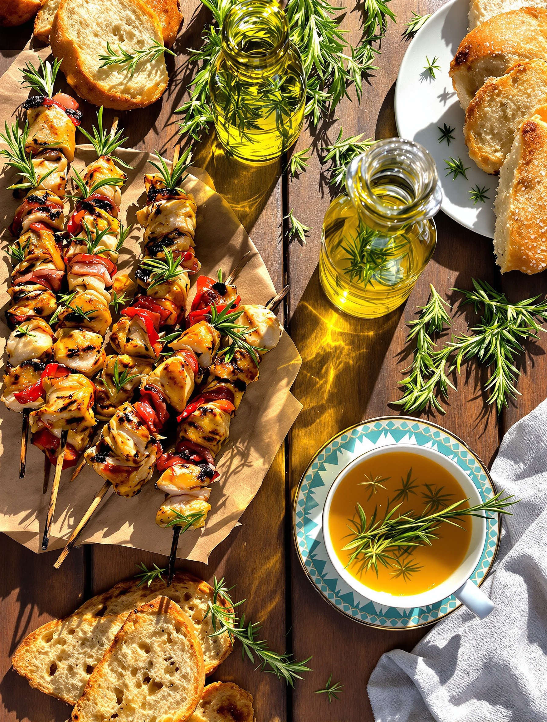 Brochettes barbecue au romarin huile infusée infusion aromatic au romarin