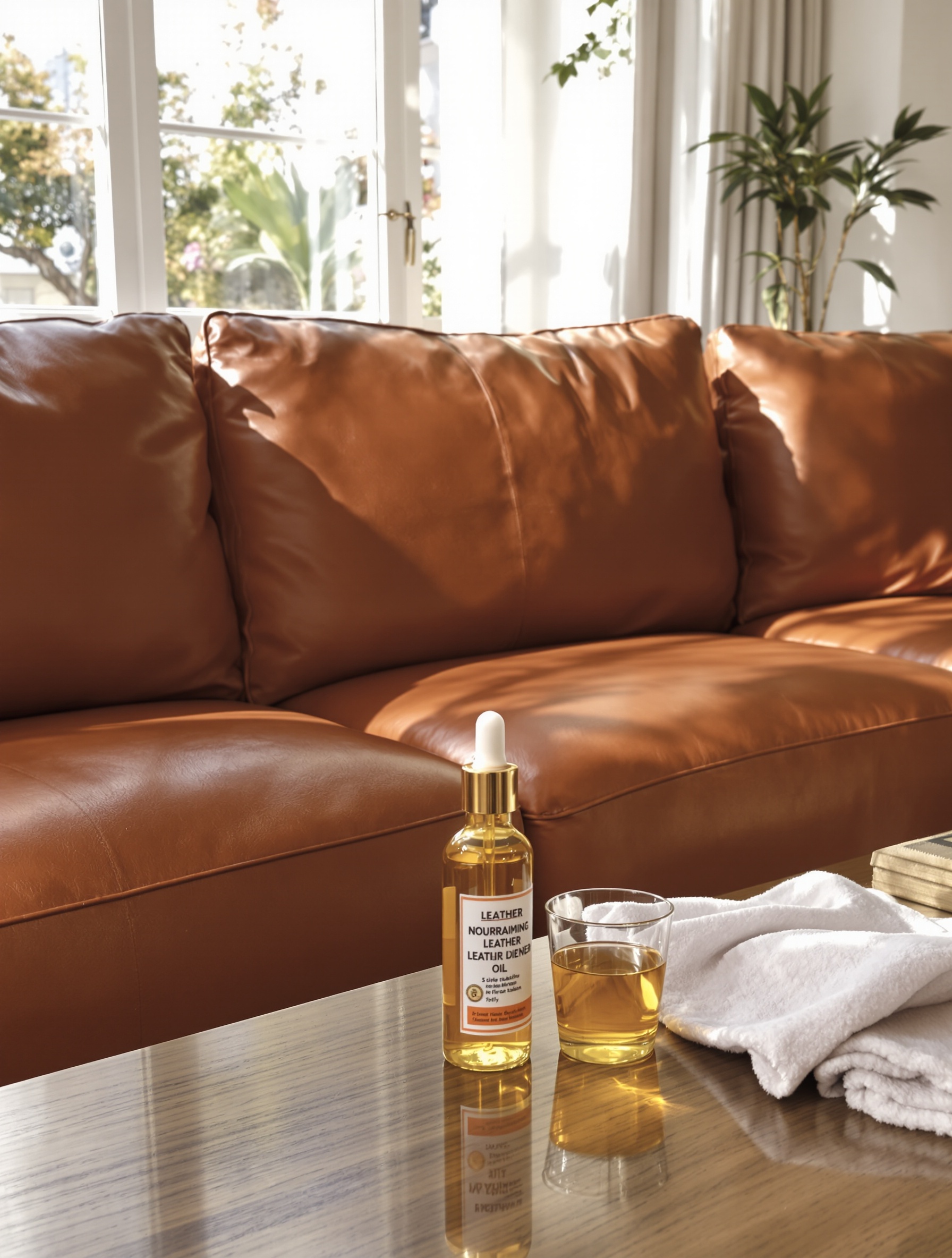 canapé cuir fraîchement teint huile nourrissante chiffon doux