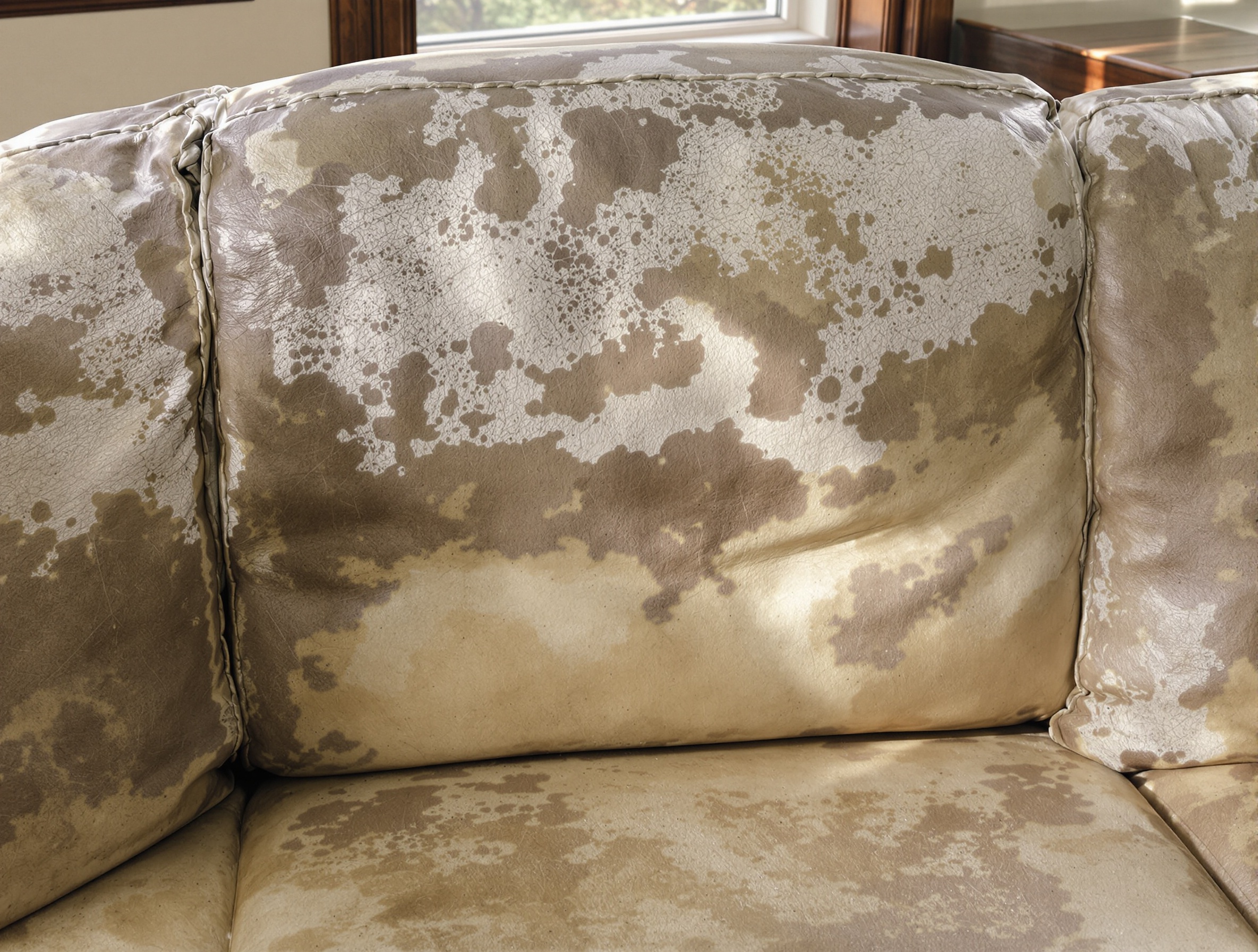 canapé cuir usé taches décoloration