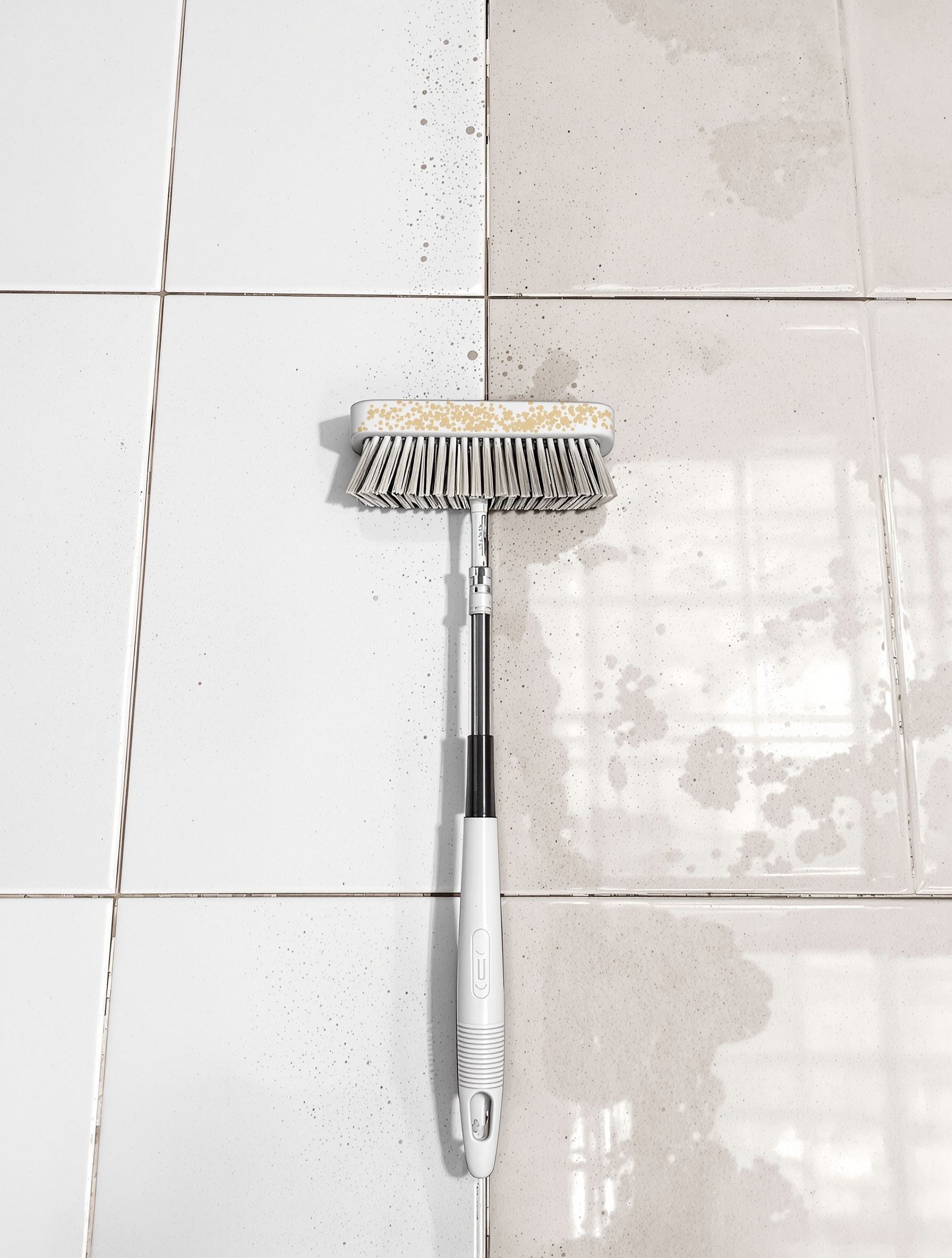 carrelage demi-nettoyé brosse démarcation joints contrastés