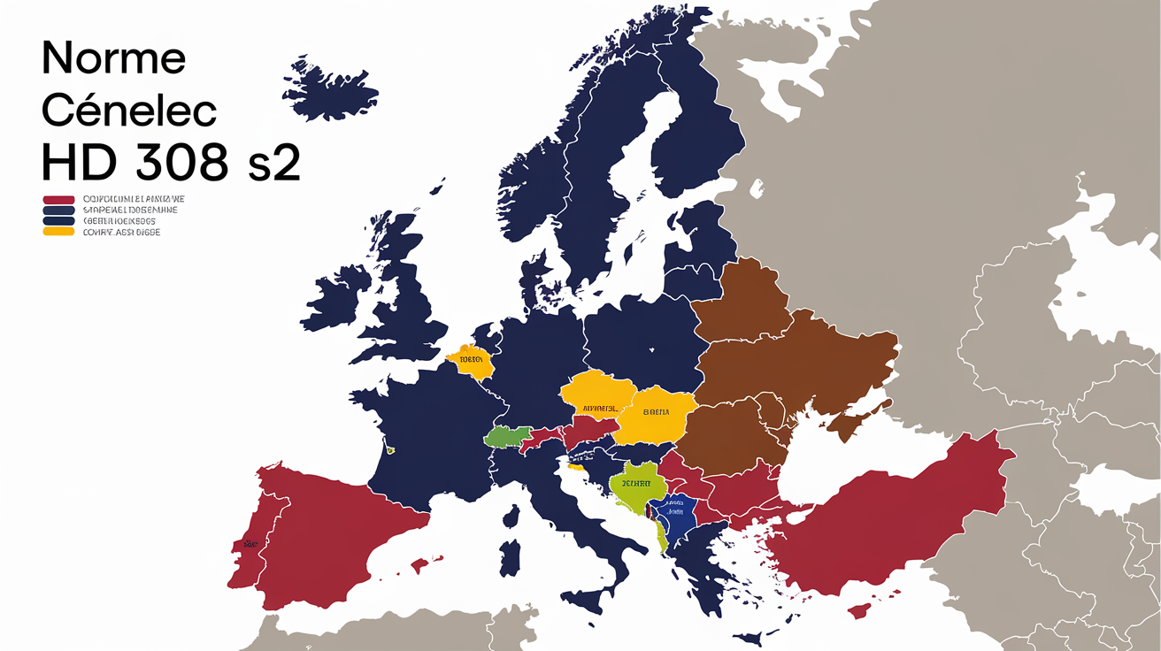 carte Europe harmonisation code couleur fil électrique CENELEC