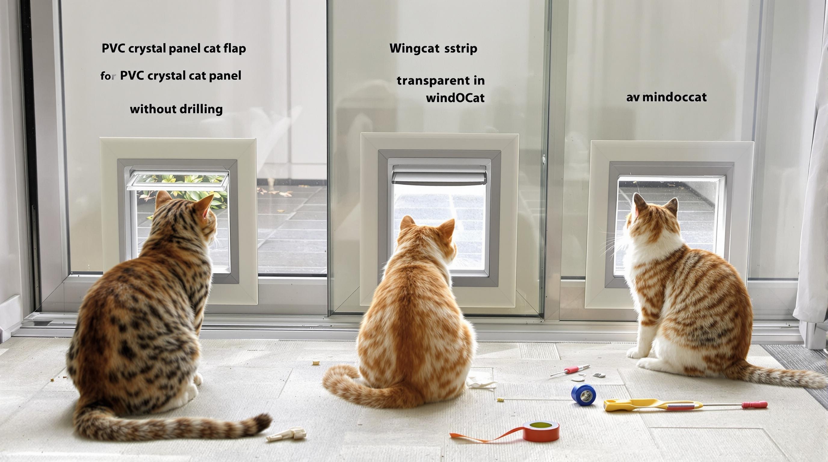 Trois modèles de chatières sans perçage testés sur baie vitrée avec des chats