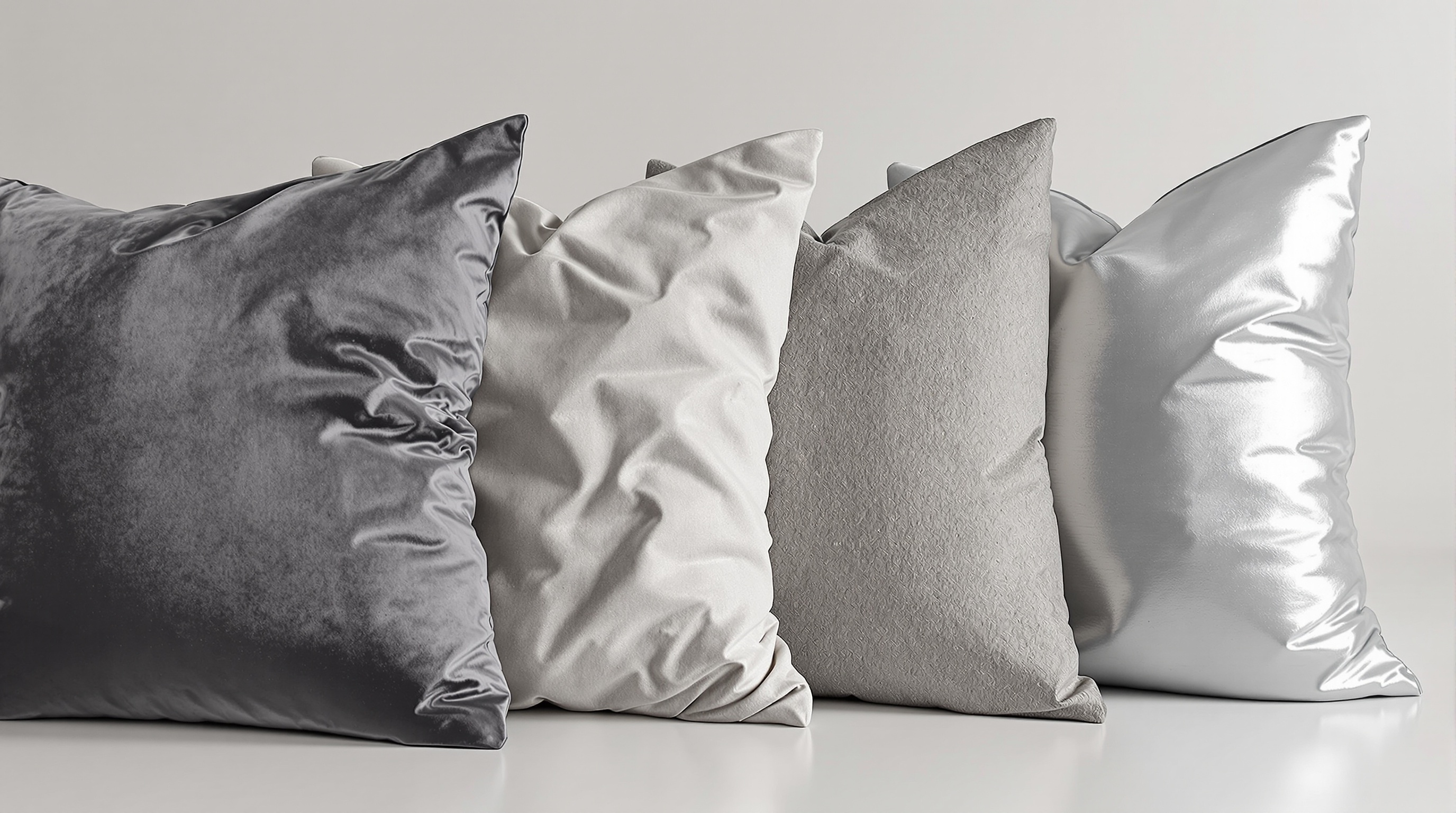 Comparaison de matières grises : velours, lin, béton, polyester.