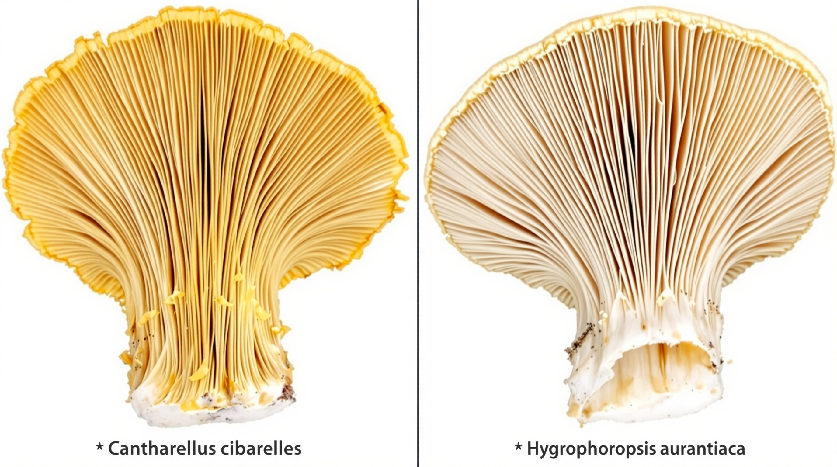 Comparatif plis et lames : chanterelle vs fausse chanterelle