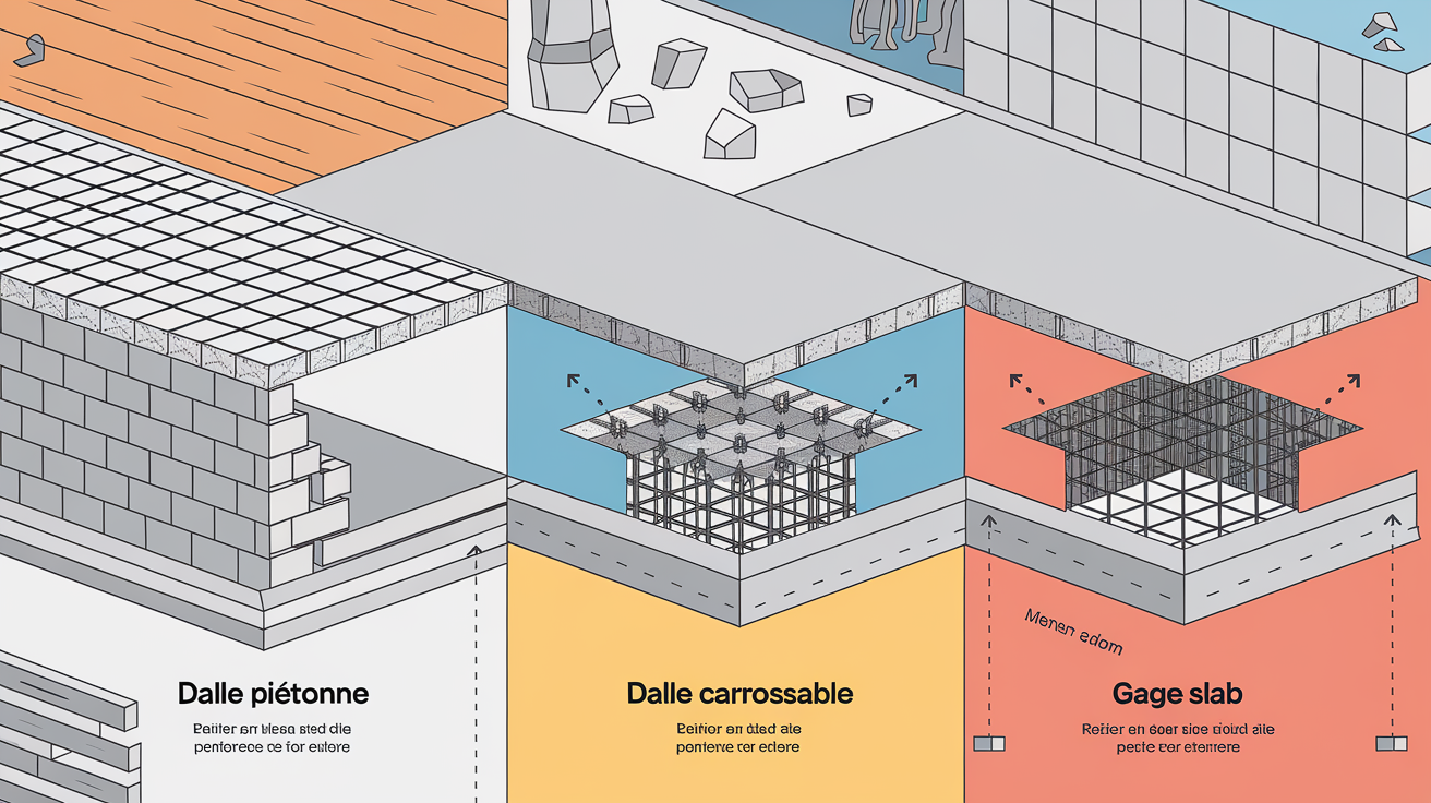Comparaison des types de dalles en béton selon usage et épaisseur