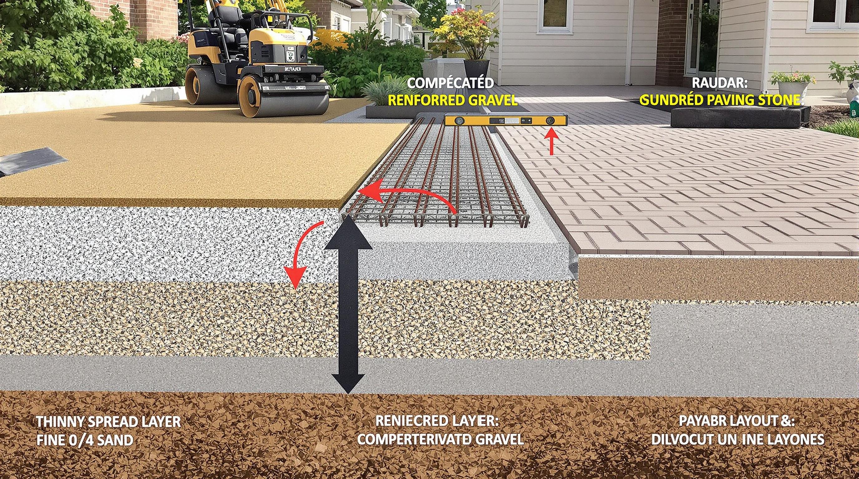 Comparatif lit de sable et grave ferraillée pour pavés carrossables