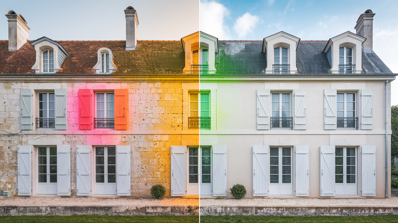 Comparatif avant/après ITE sur une longère ancienne avec thermographie