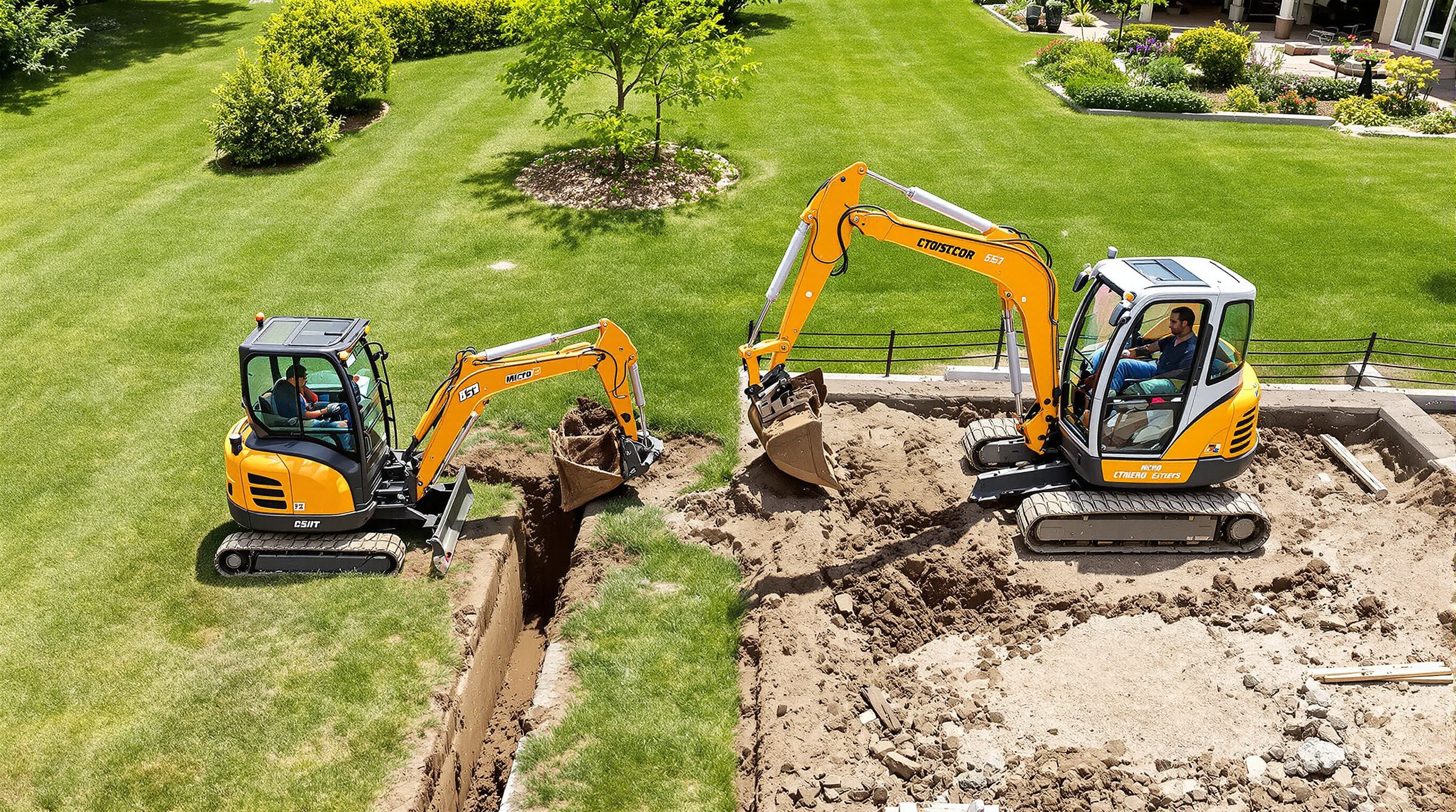 Comparatif entre micro-pelle et mini-pelle pour projets de jardinage