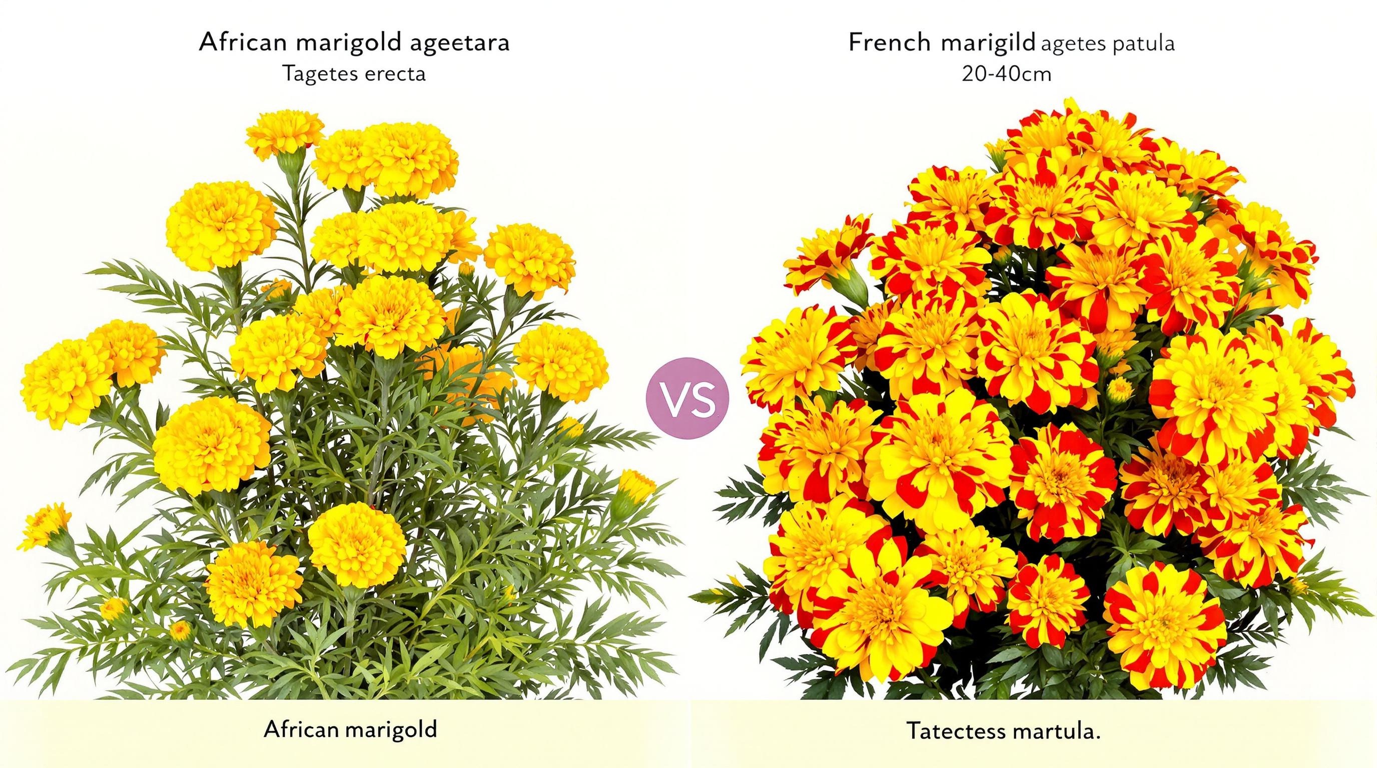 Comparaison visuelle entre Rose d'Inde et Œillet d'Inde