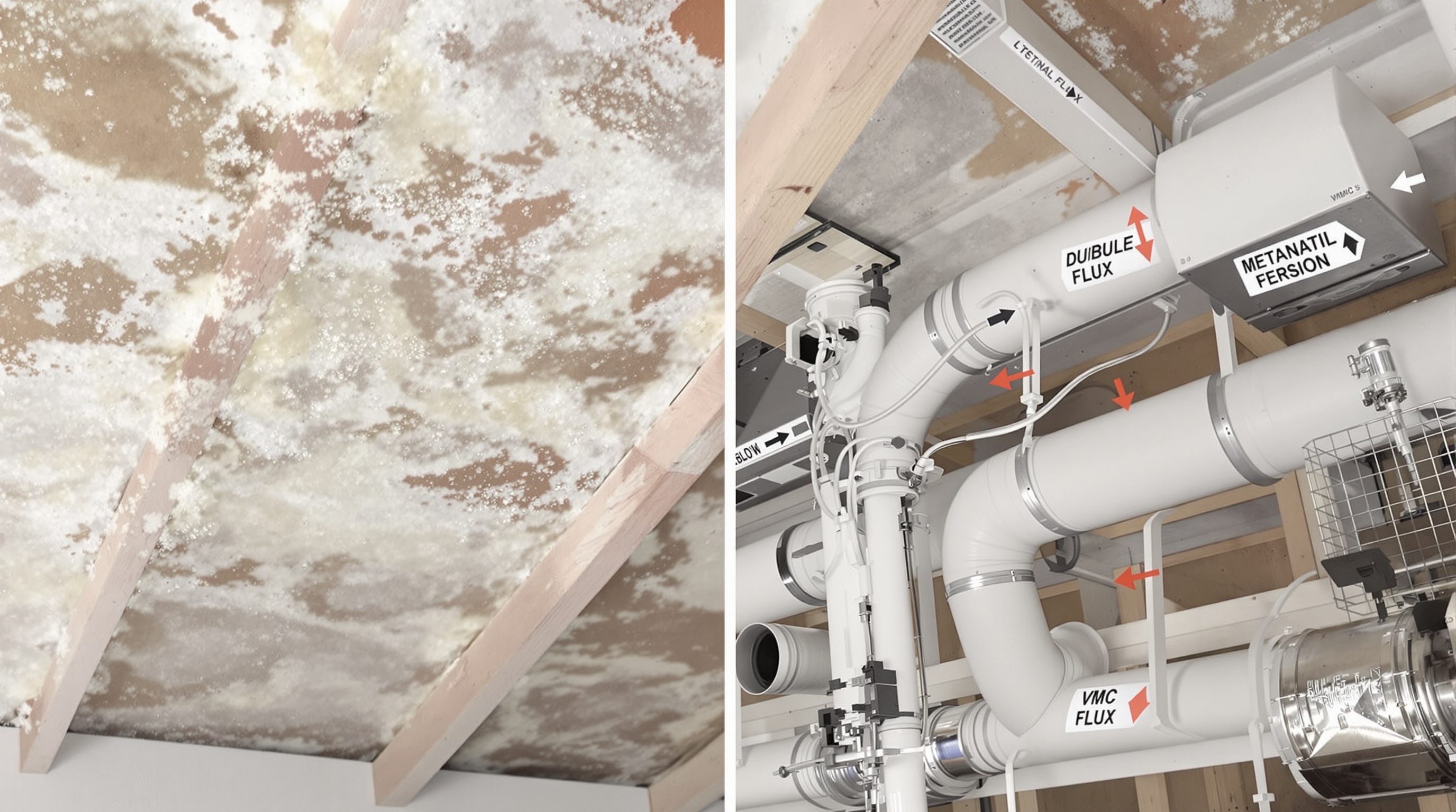 Image mur charpente condensation moisissure isolant VMC double flux