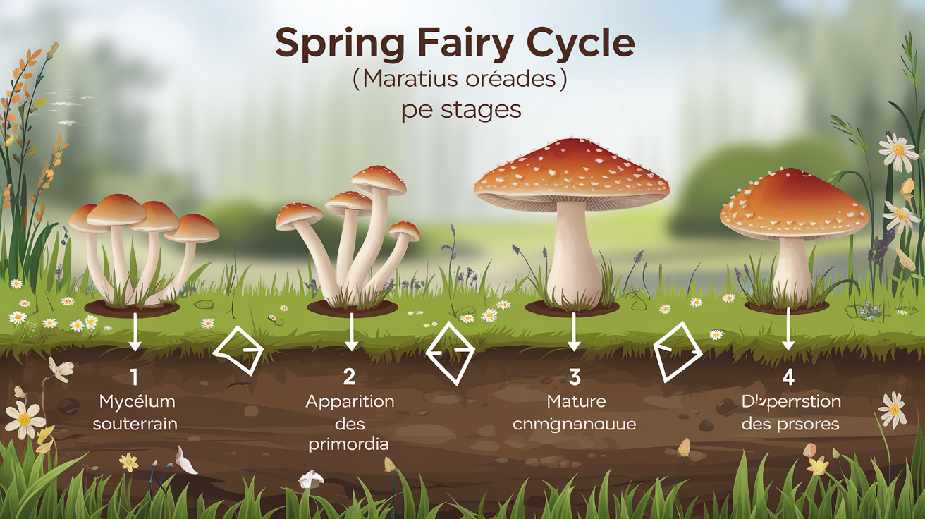 Cycle de vie du mousseron de printemps : mycélium, fructification, spores