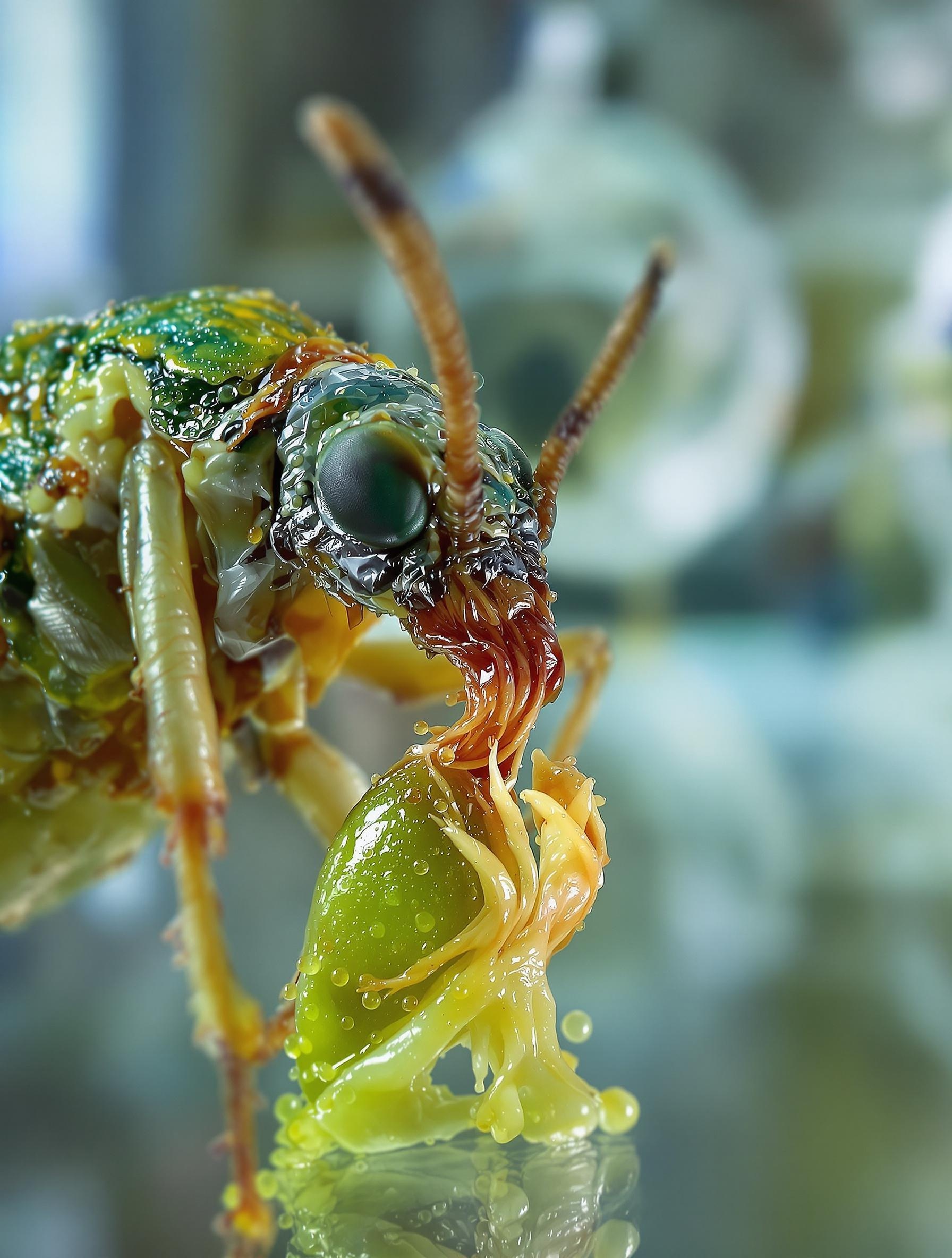 Digestion externe par une punaise prédatrice