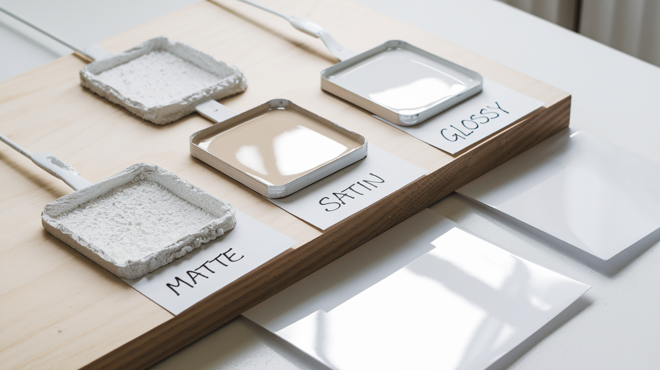 Comparatif finitions mat satiné brillant sur bois laqué