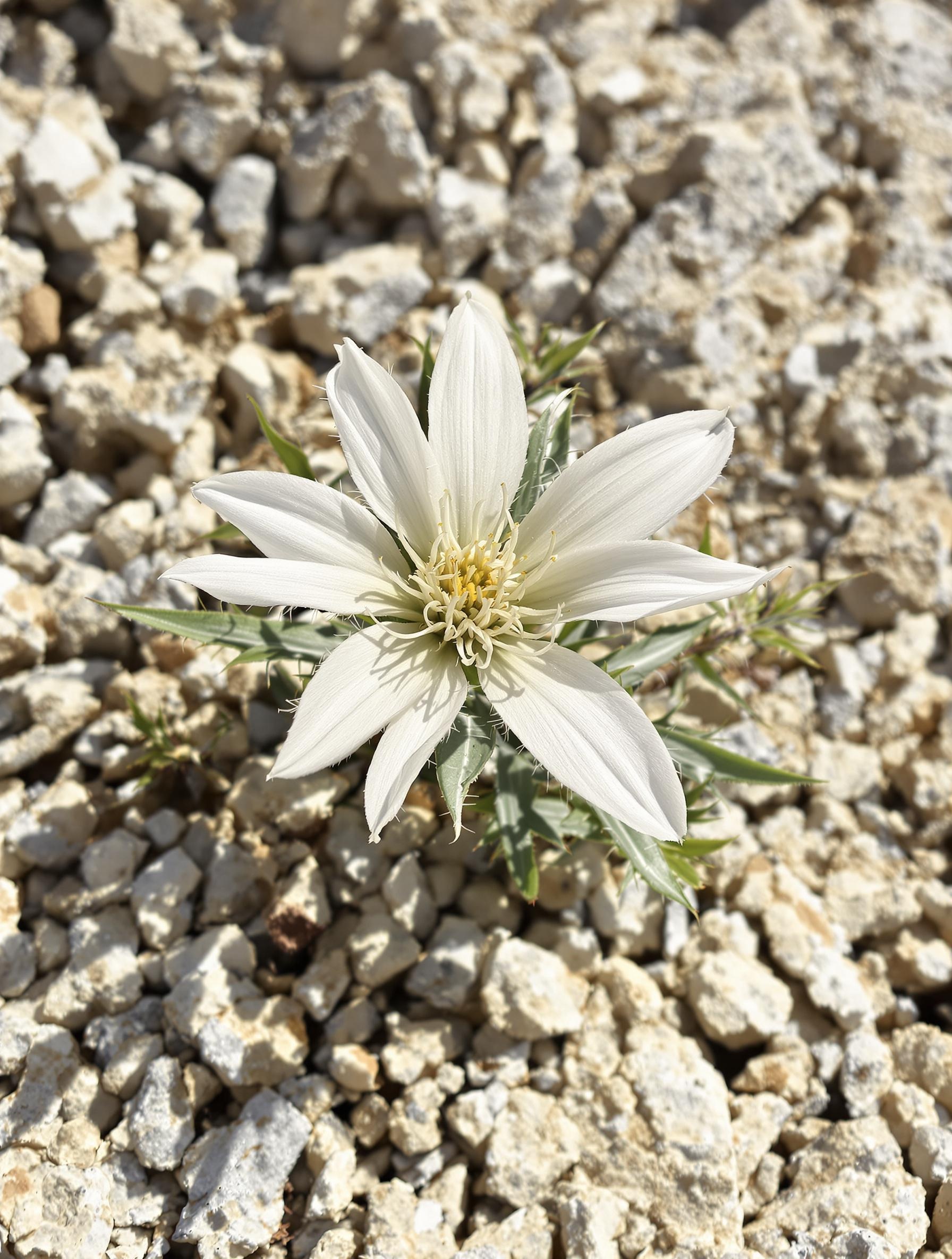 Edelweiss adulte sur sol minéral sec