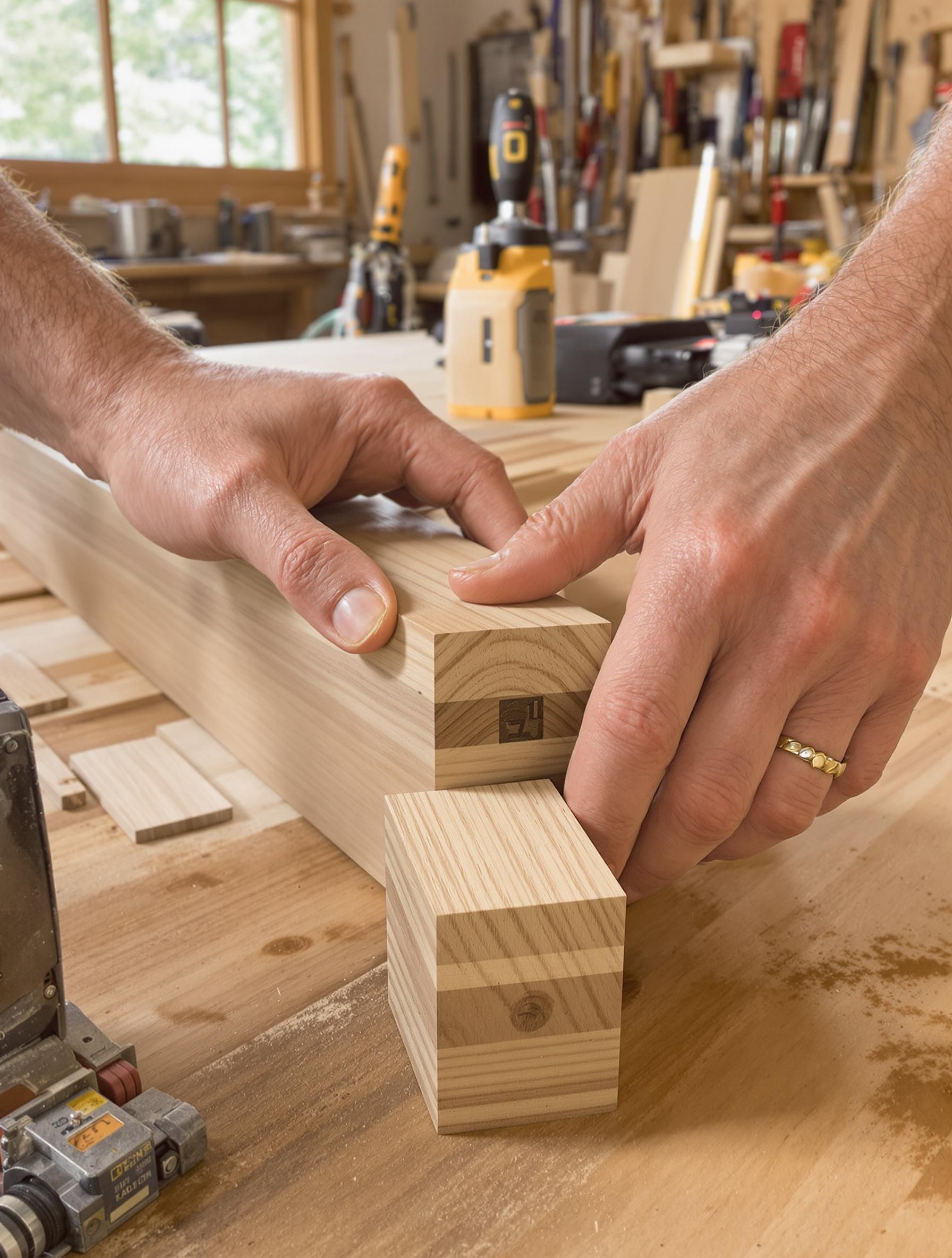 Emboîtement d’un angle sortant avec des plinthes en bois grâce au geste en S.
