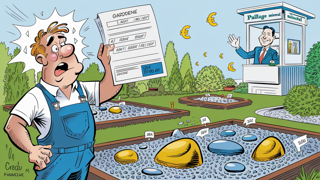 Facture montrant le coût d'entretien d'un paillage minéral dans un jardin