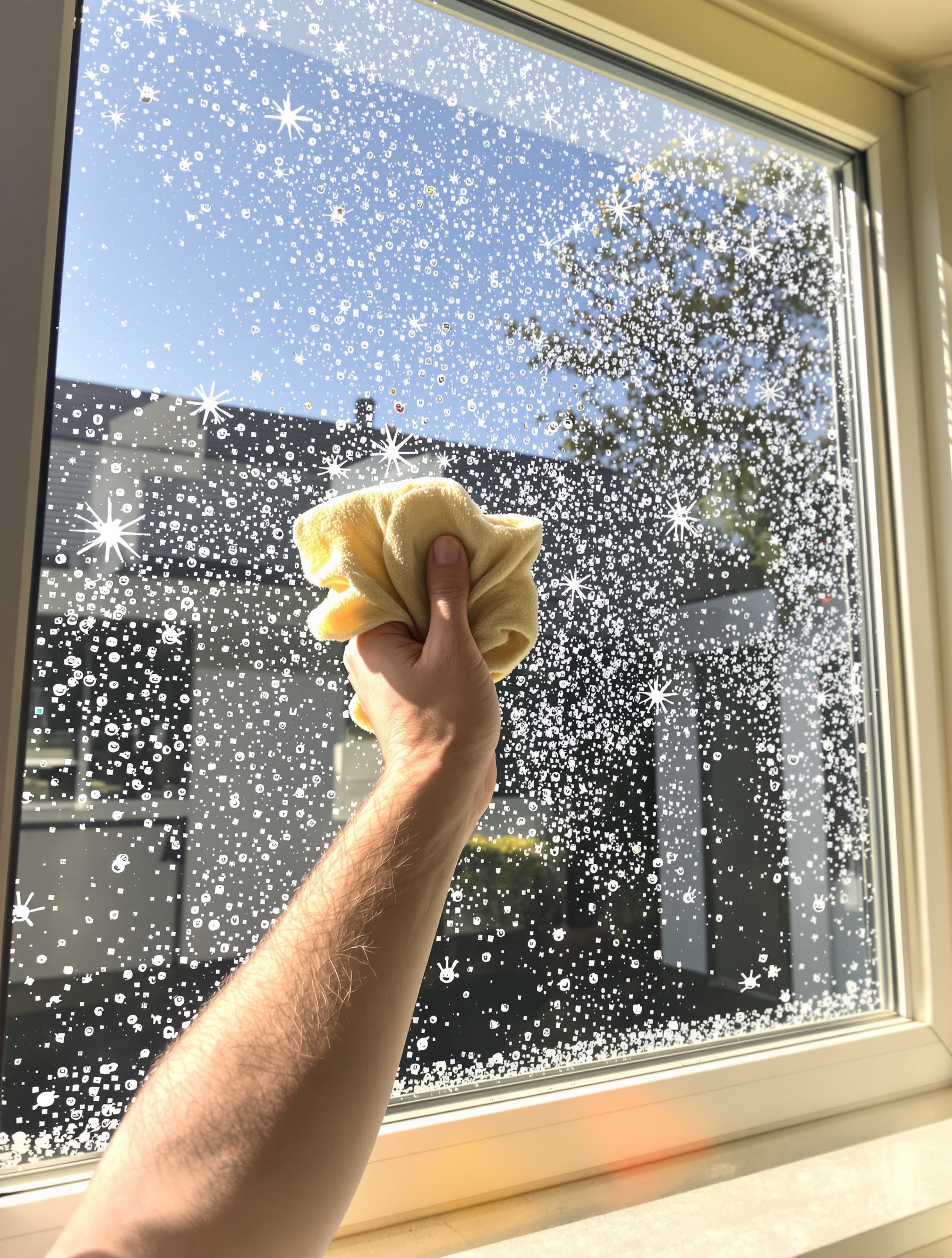 Chiffon levé victoire guerre des spores sur fenêtre
