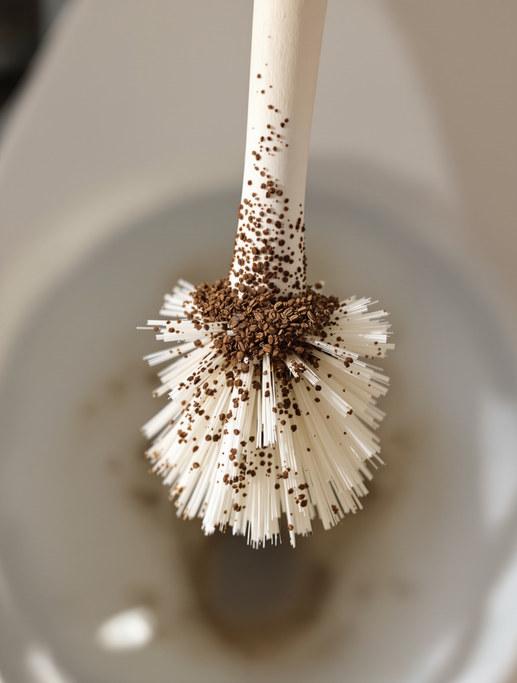 Brosse WC avec marc de café prêt à nettoyer