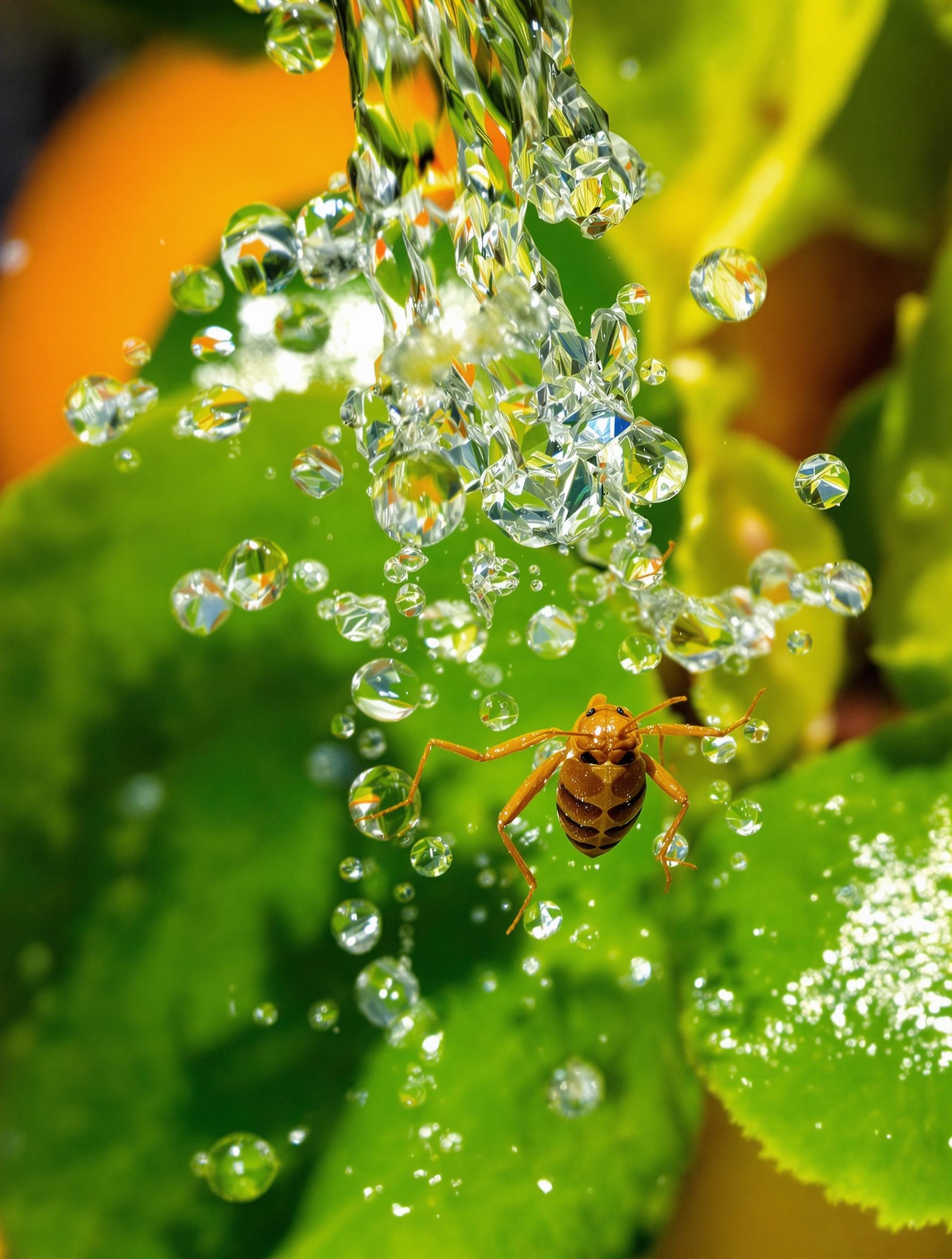 Jet d’eau douce éliminant des cochenilles à coque sur un agrume