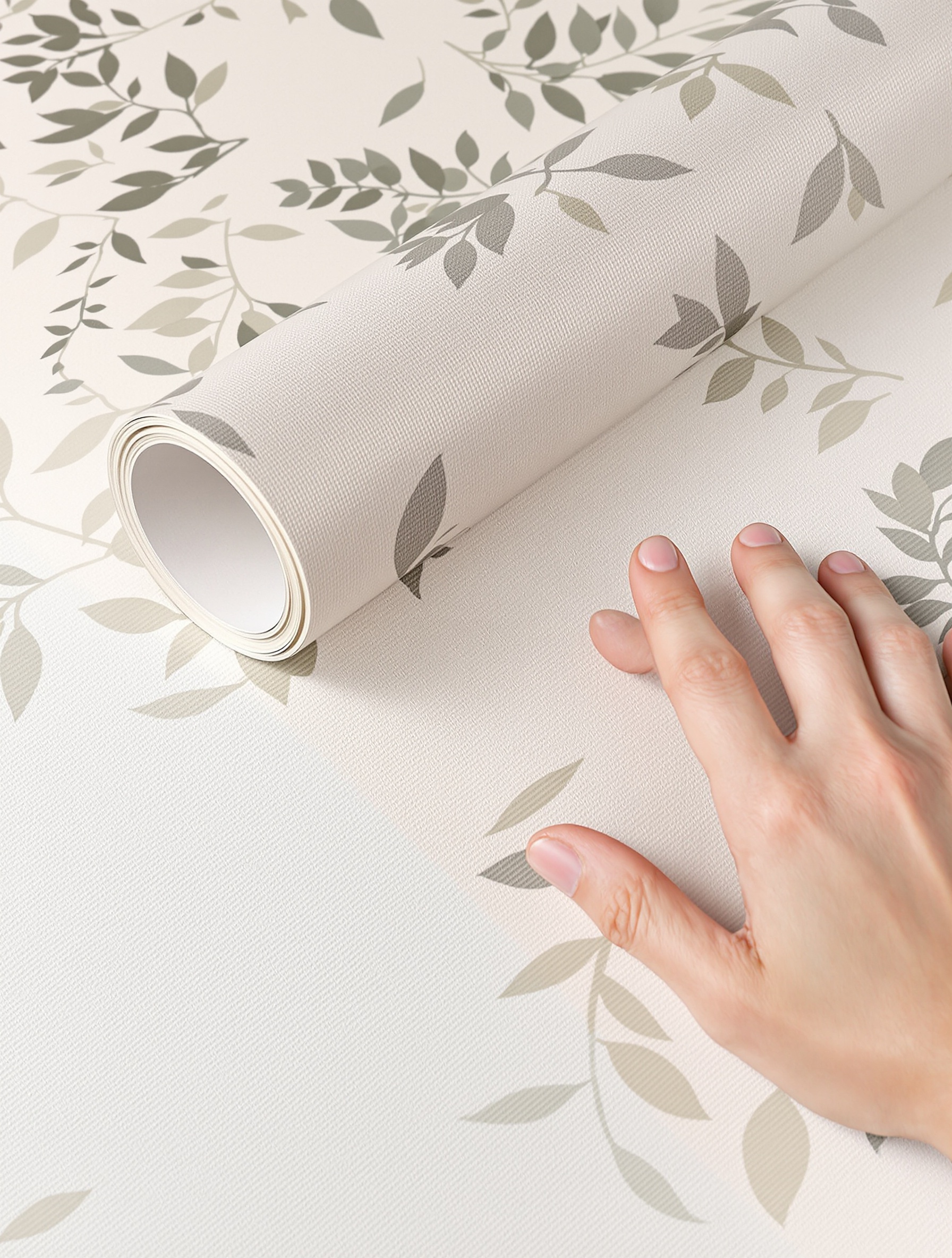 Gros plan texture rouleau papier peint intissé motif végétal robustesse