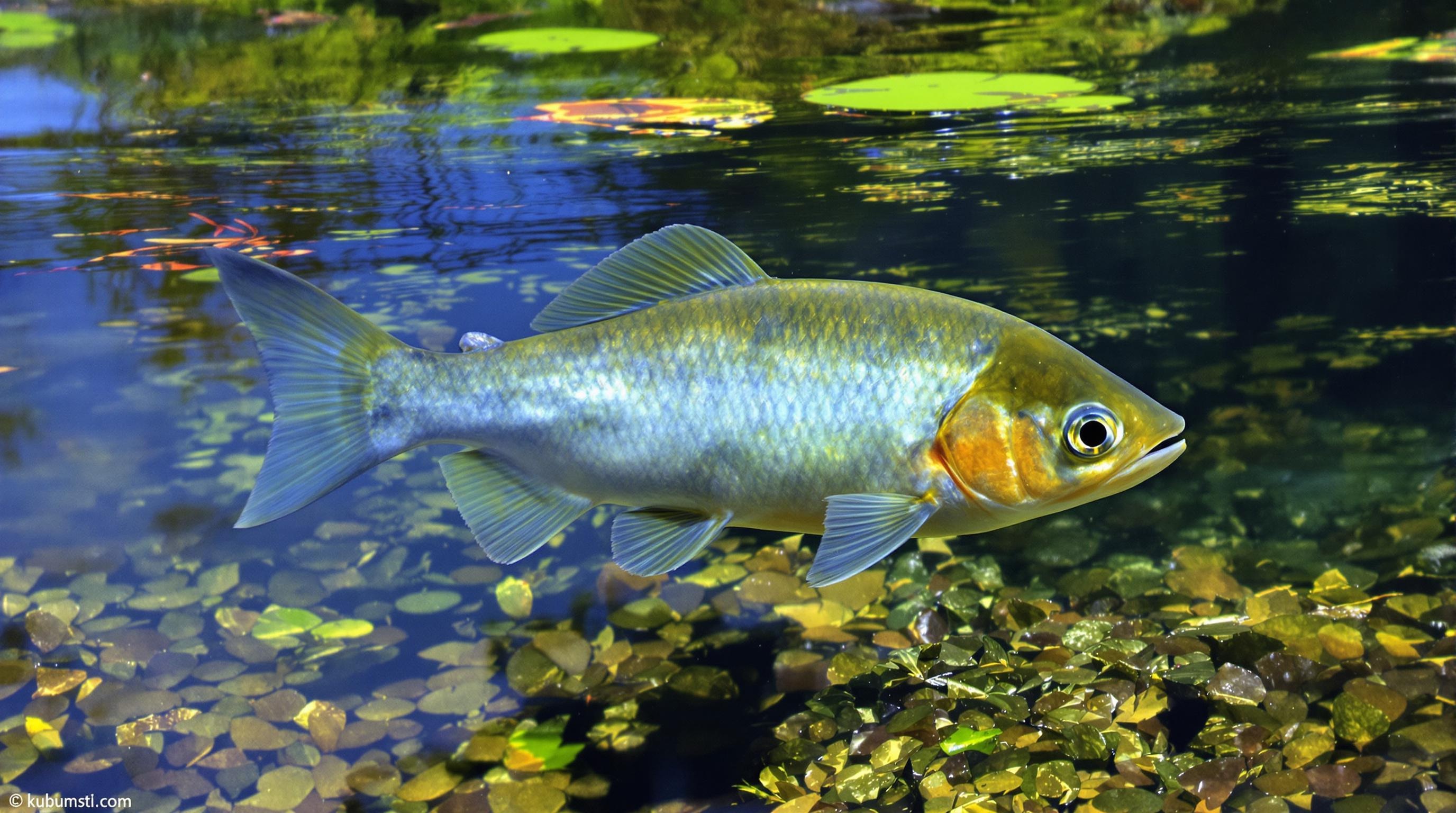 Ide mélanote Leuciscus idus dans un bassin naturel européen