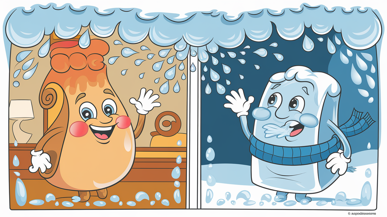 Illustration humoristique condensation fenêtre