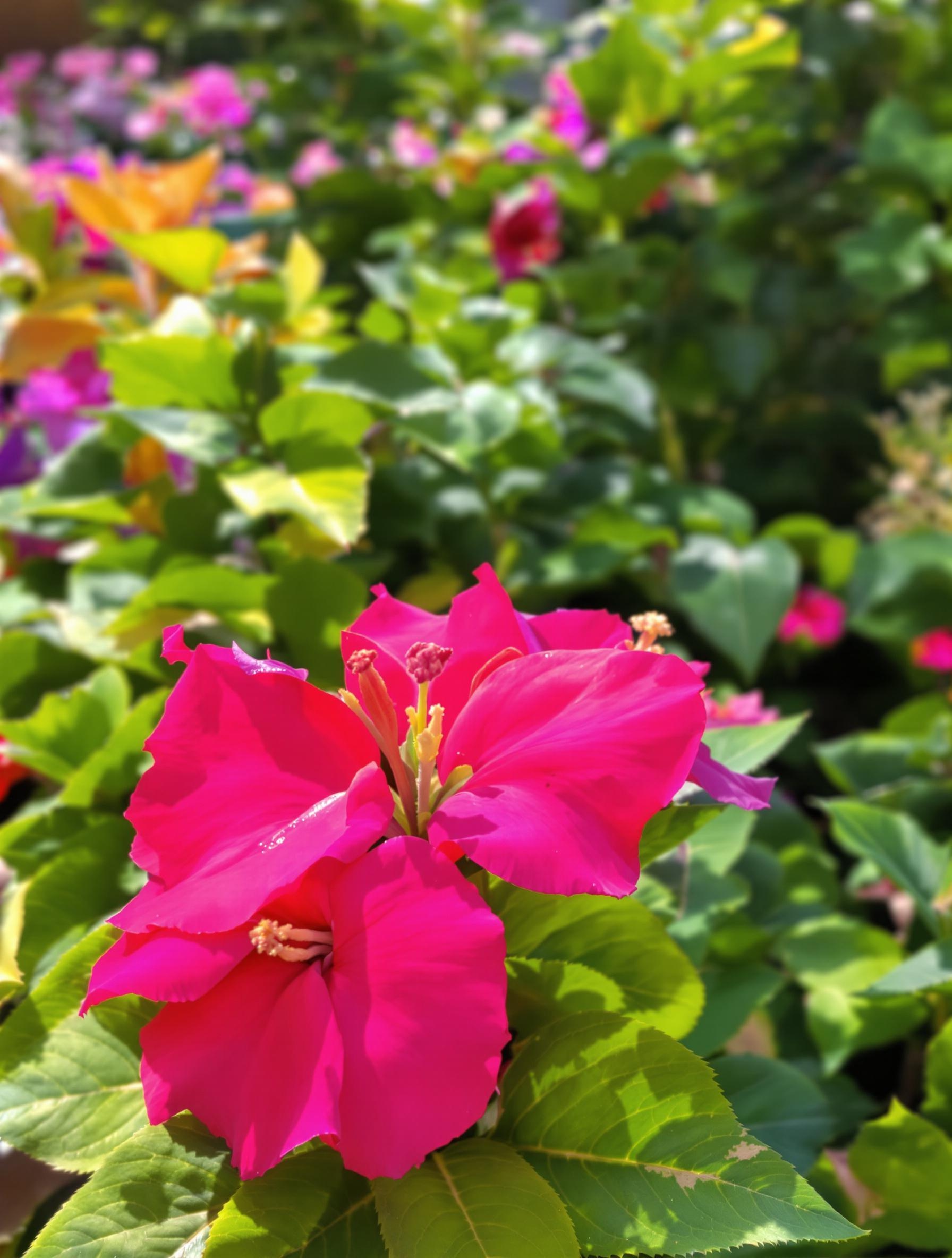 Impatiens de Nouvelle-Guinée en pleine floraison éclatante dans un emplacement mi-ombragé
