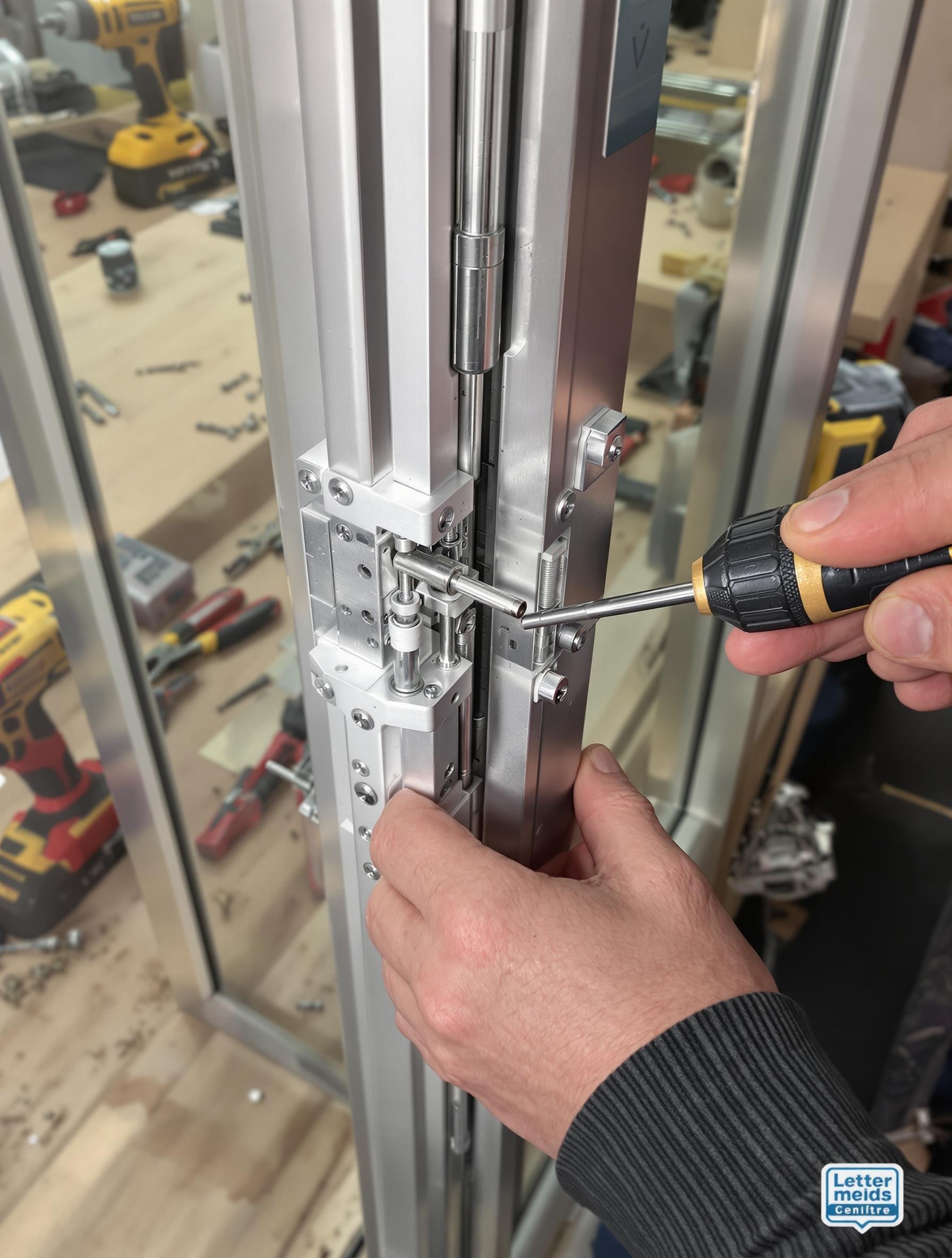 Installation d'une crémone sur une porte-fenêtre