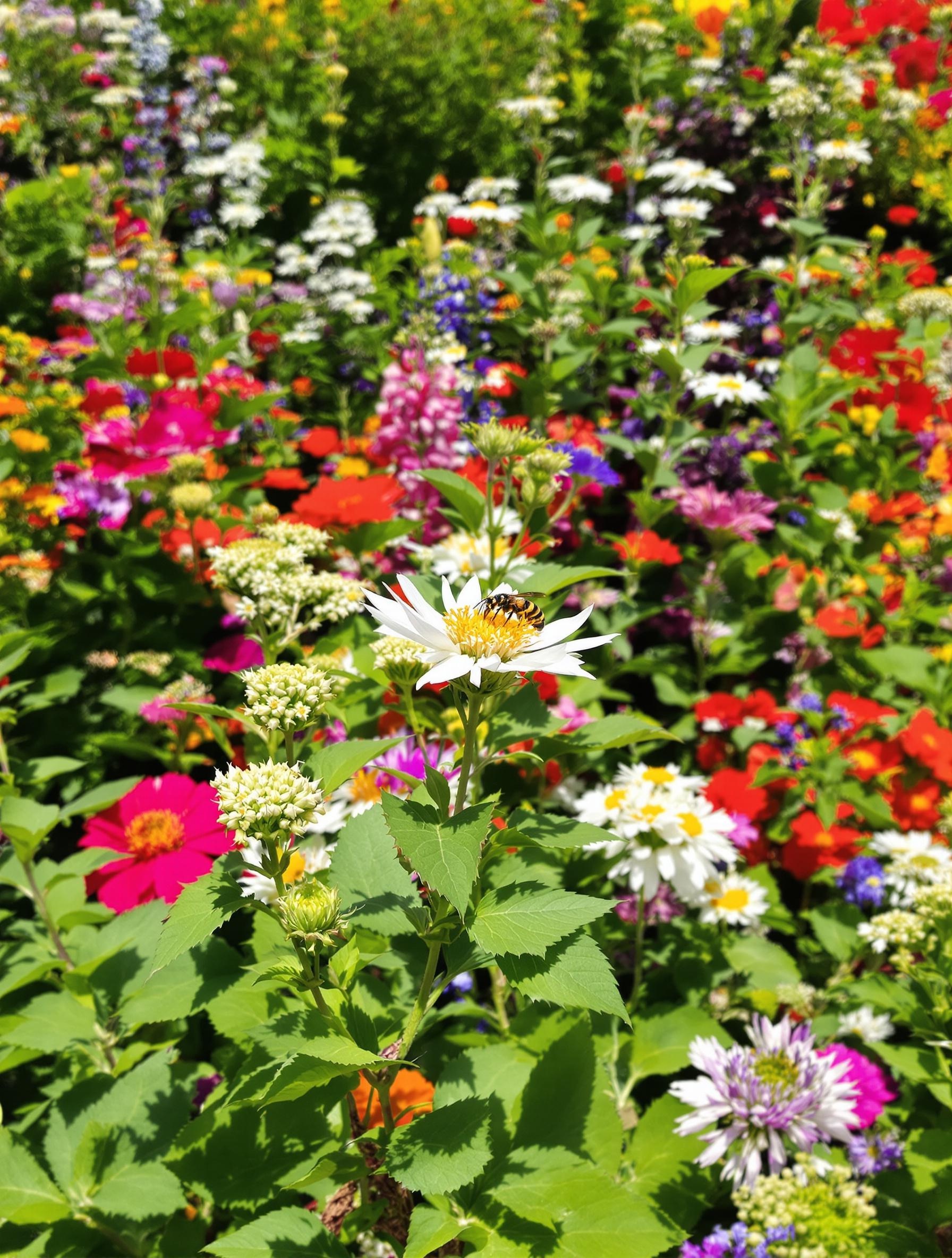 Un jardin riche en biodiversité, où les guêpes solitaires jouent un rôle clé dans l'équilibre écologique.