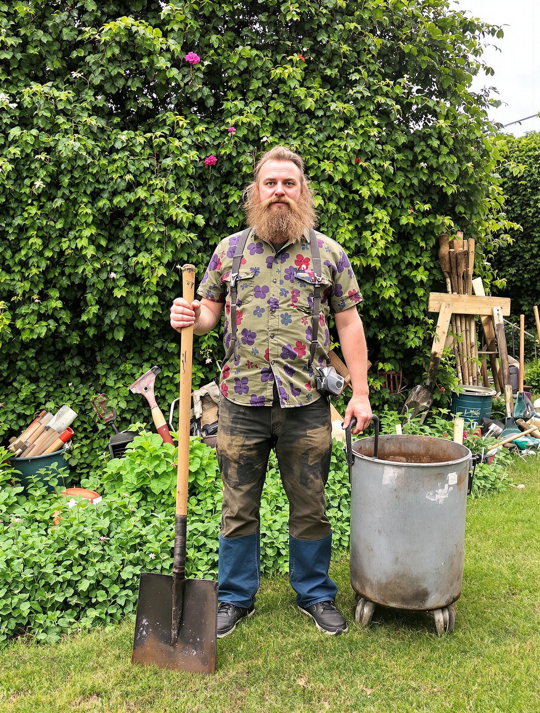 jardinier créatif devant gazon durable