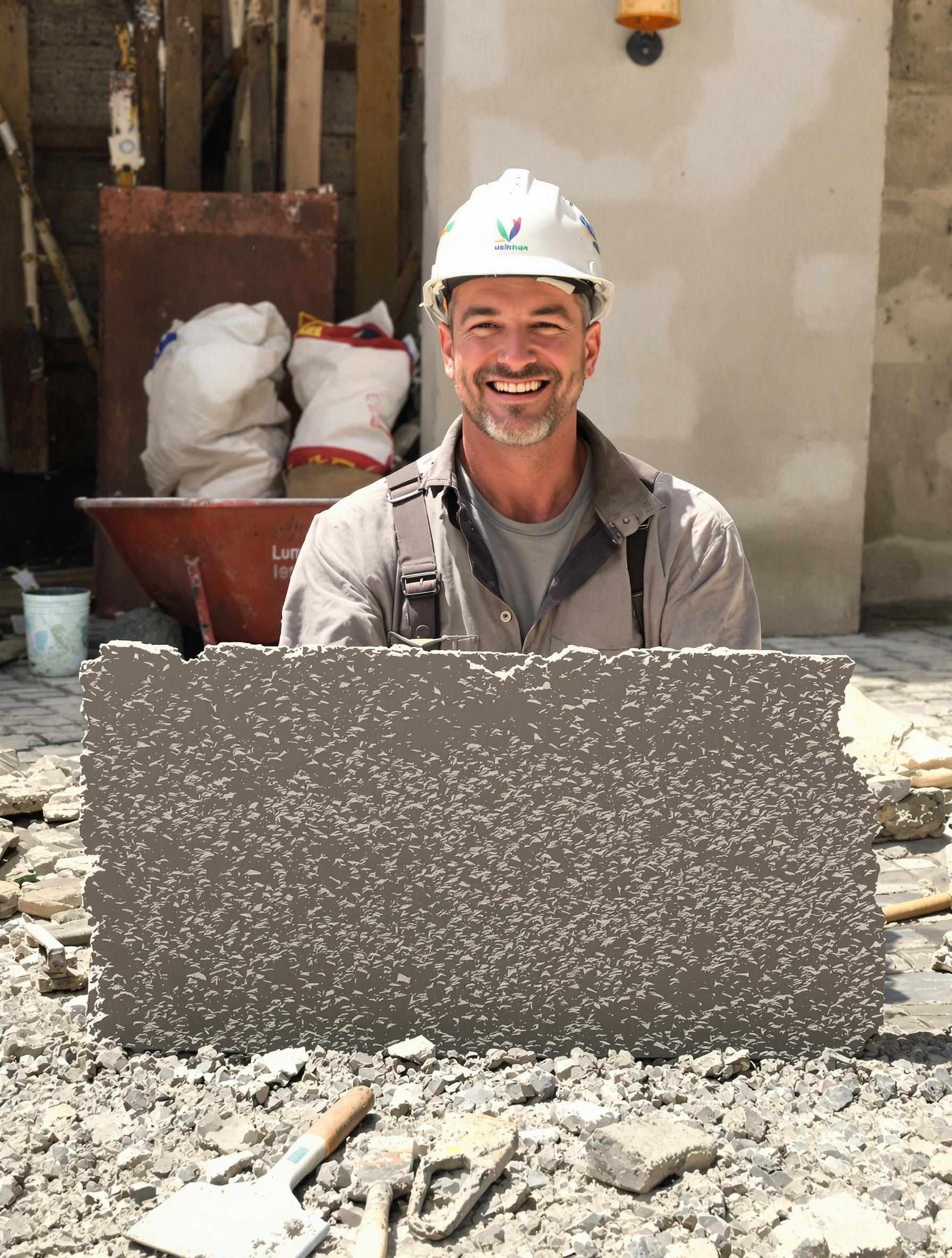 Maçon cabossé chantier chape maigre réussite humour