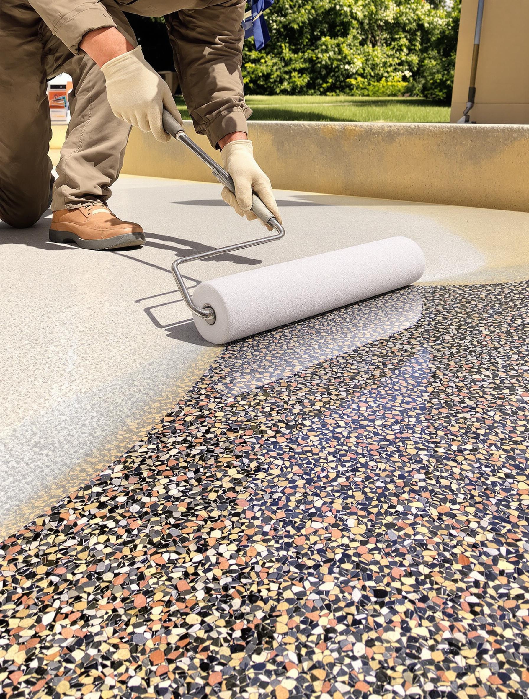 Application d'un hydrofuge sur une terrasse en béton désactivé