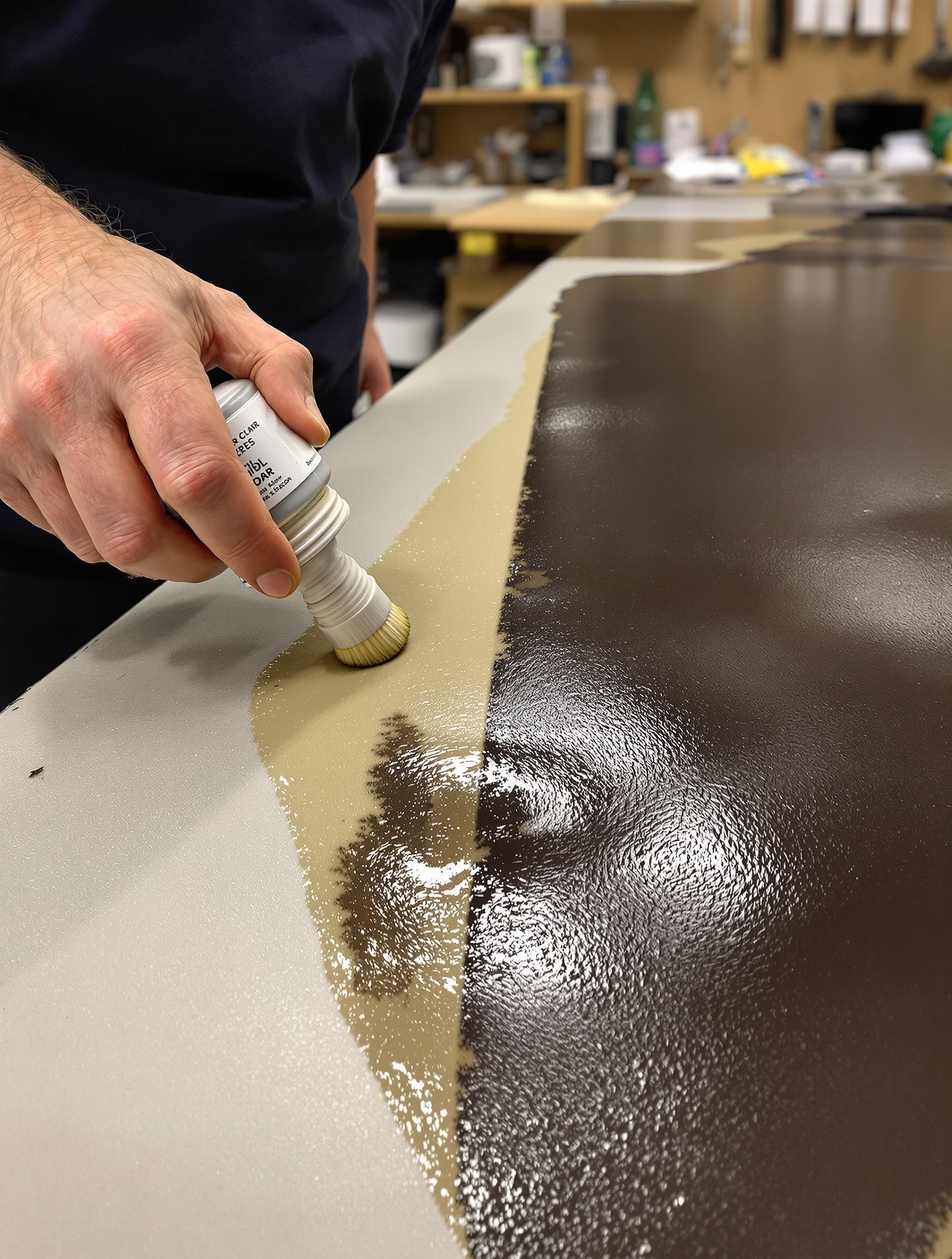 application couche finition vernis fixateur canapé cuir