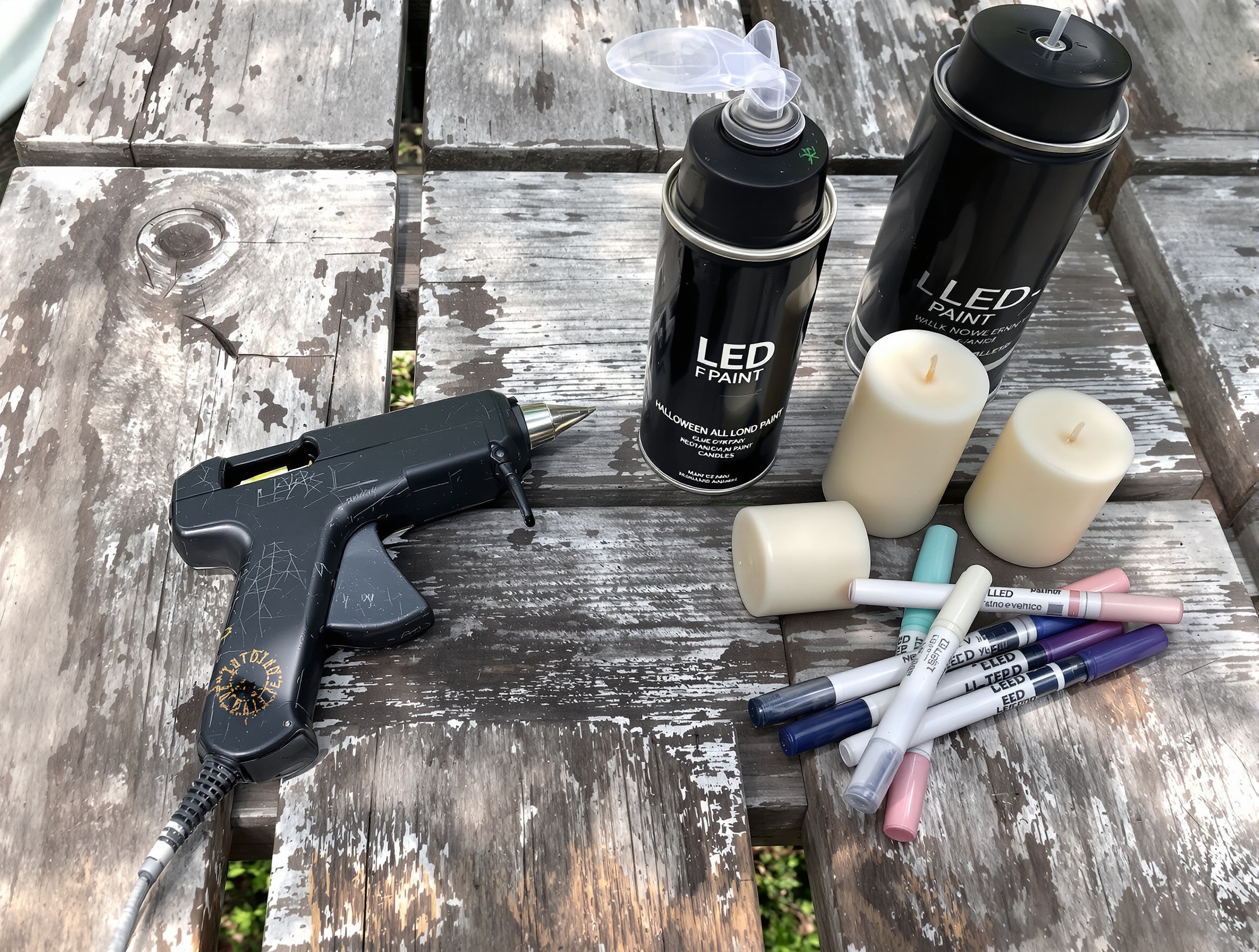 matériel bricolage Halloween pistolet colle peinture LED écolo