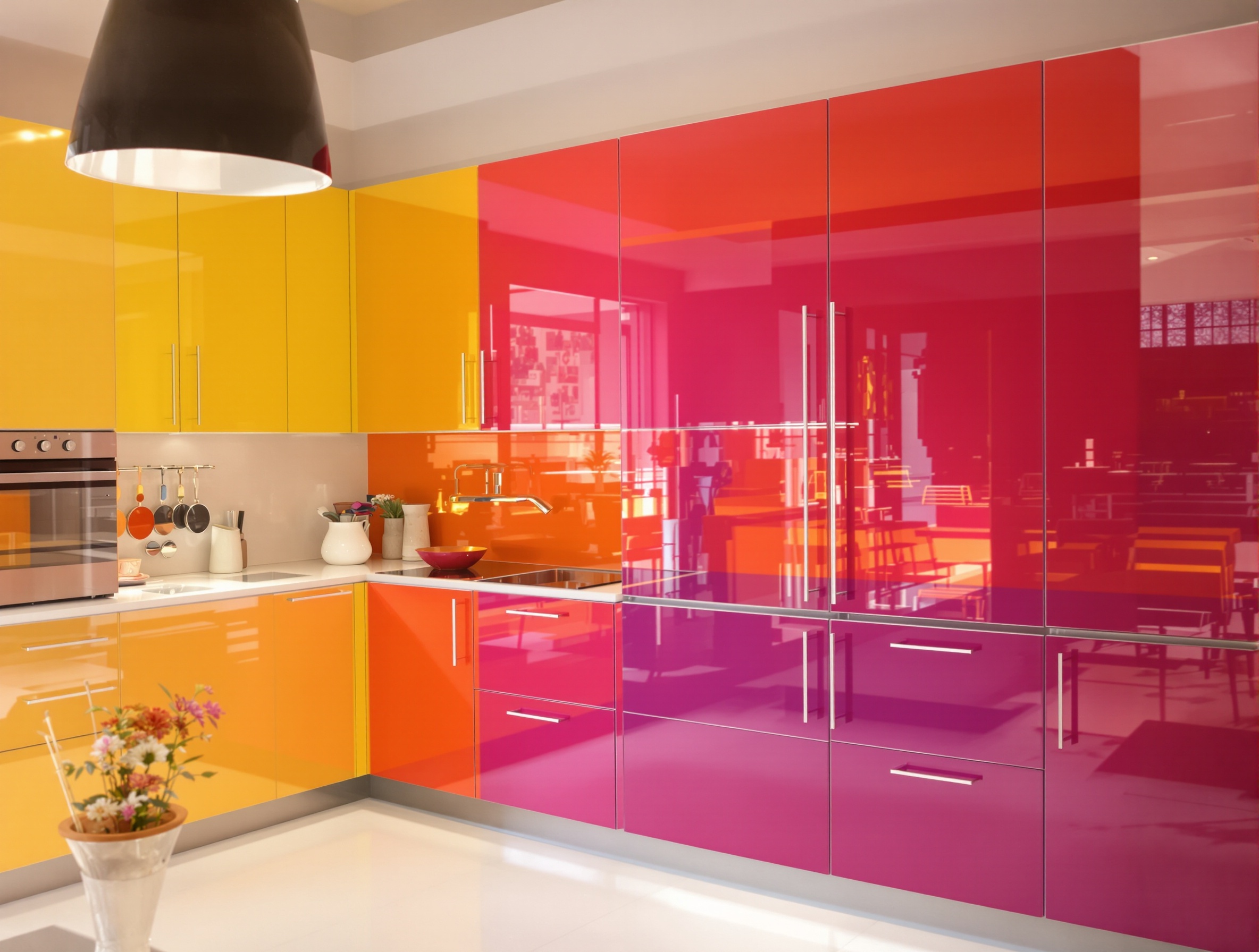 Meuble de cuisine laqué repeint avec une peinture ultra résistante