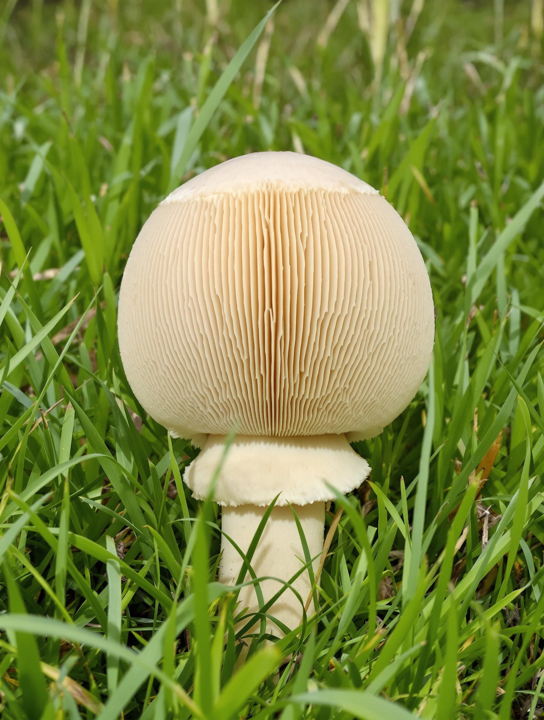 Détails du chapeau, pied et lames du mousseron de printemps