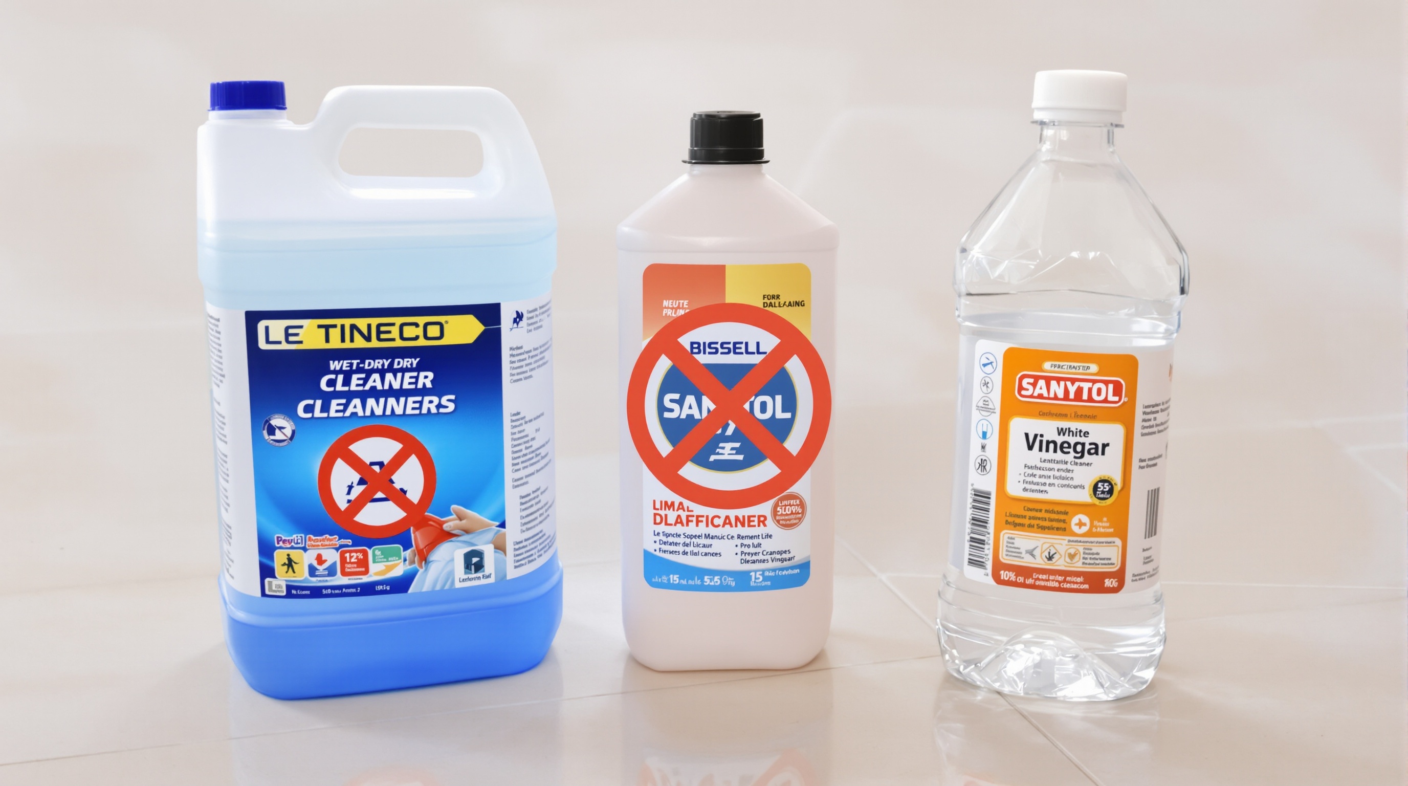Comparatif : nettoyant spécialisé vs Sanytol vs vinaigre blanc sur fond de carrelage