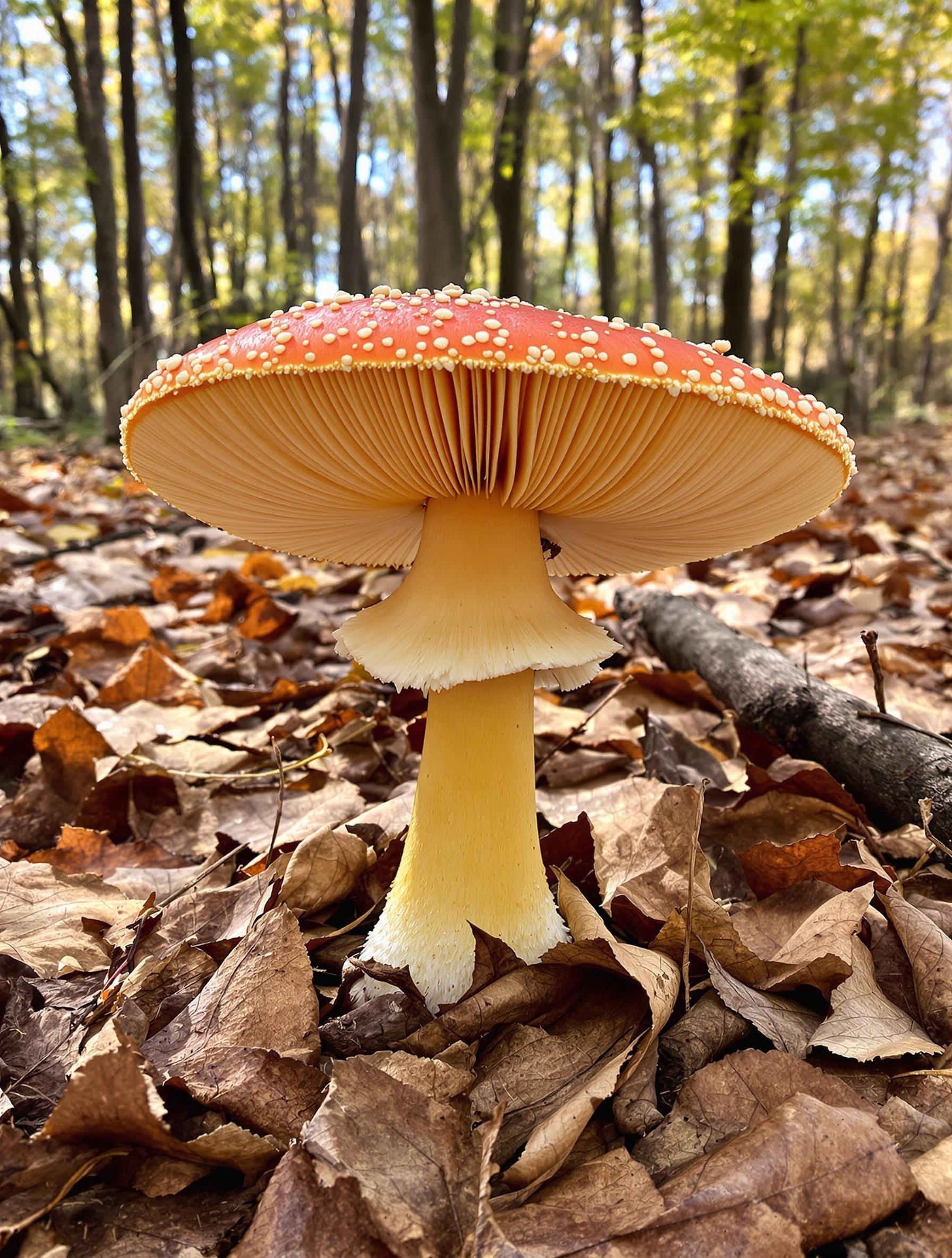 Oronge Amanita caesarea majestueuse, parfaitement identifiée dans une forêt
