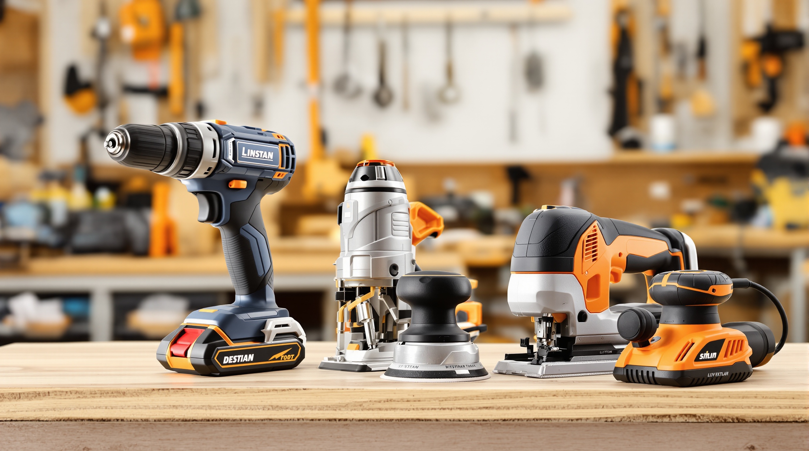 Outils de bricolage courants alignés comme à la parade, prêts à être loués.