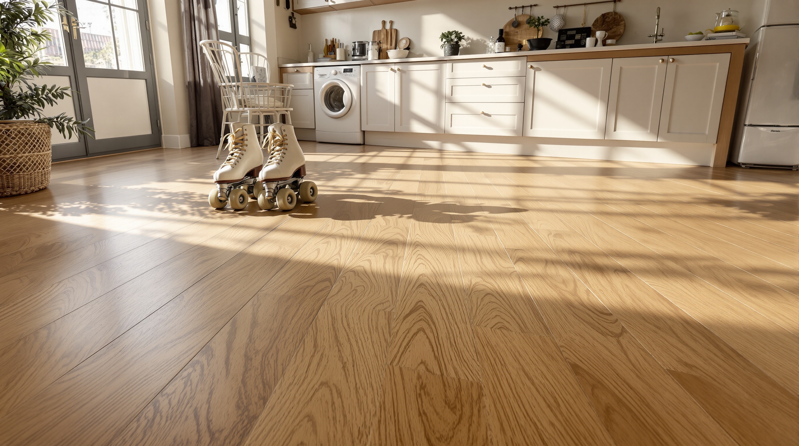 Parquet massif chêne cuisine ambiance vivante