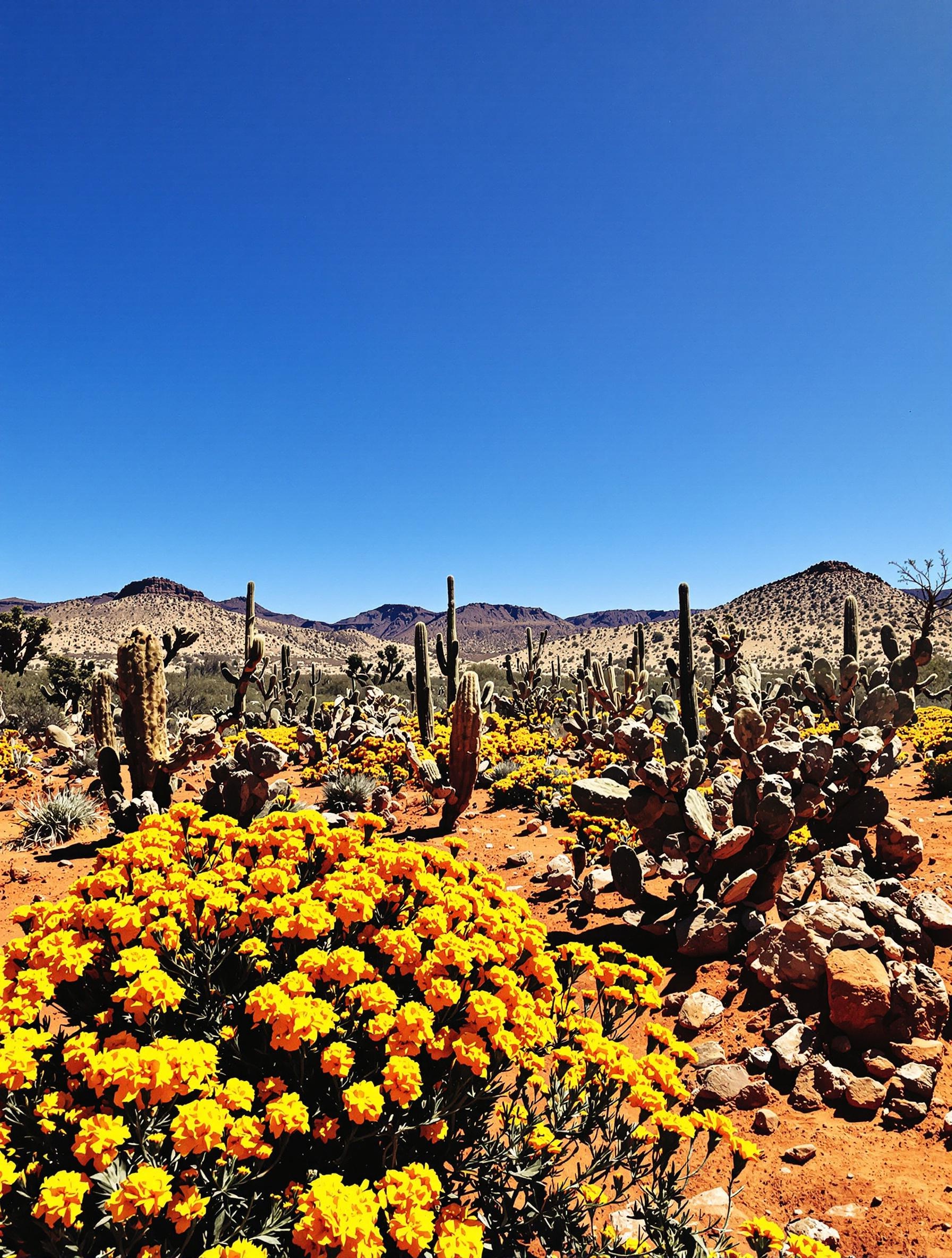 Paysage mexicain montrant l'origine de la Rose d'Inde