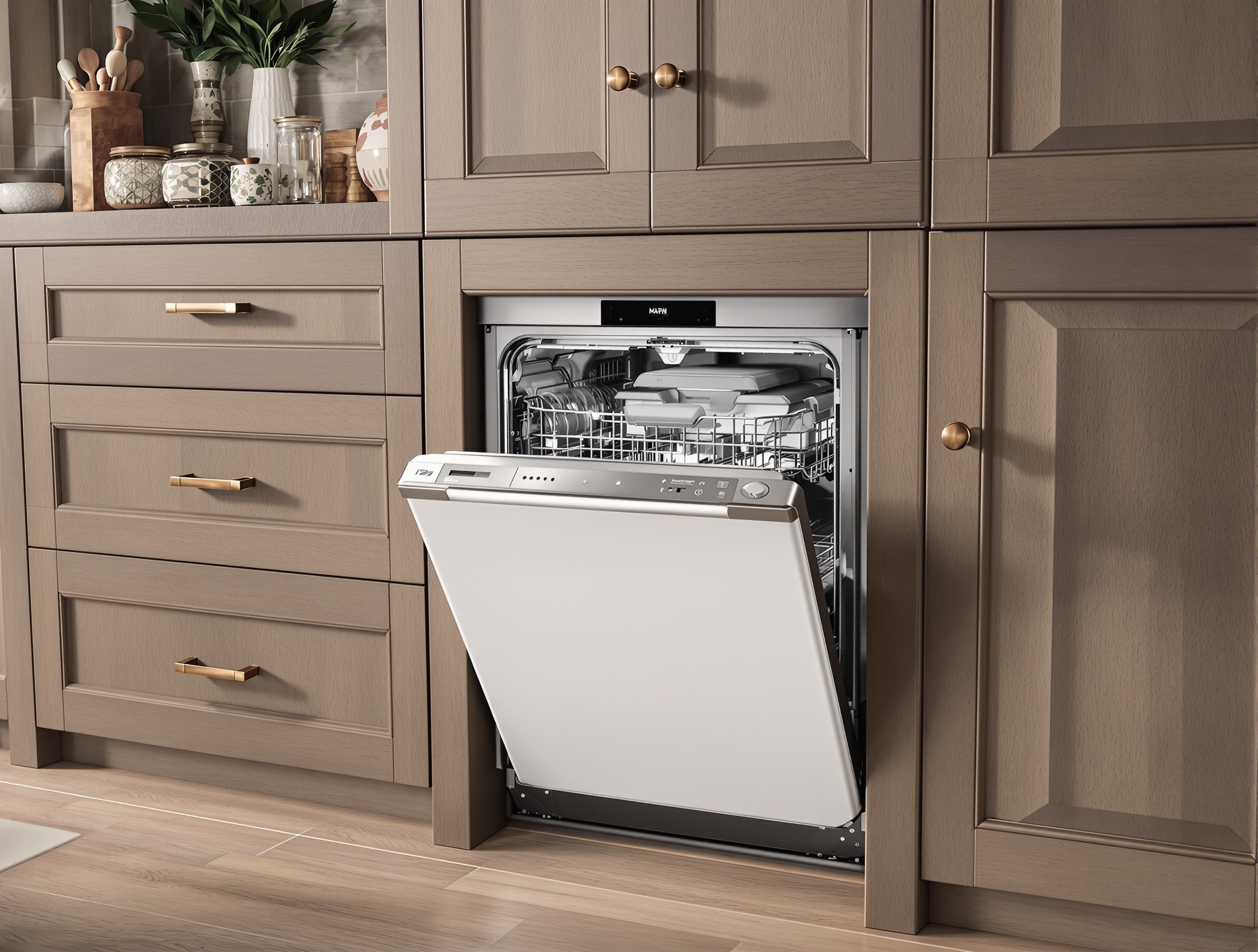 Lave-vaisselle encastrable avec façade visible intégré à la cuisine
