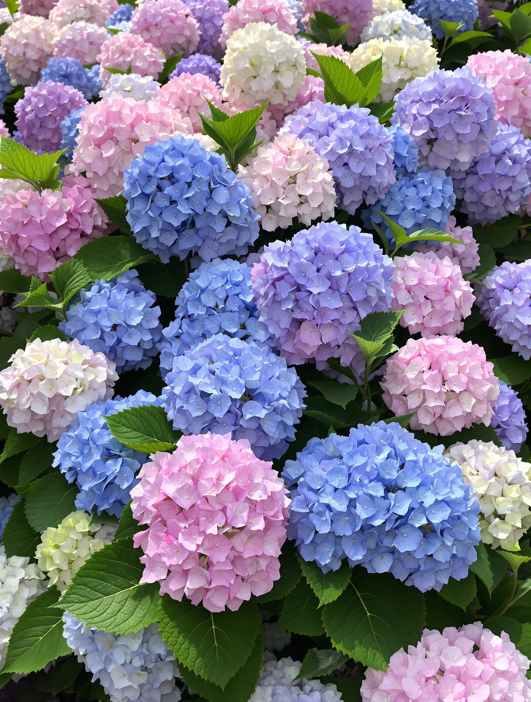 Hortensias toutes teintes en massif – influence pH sol