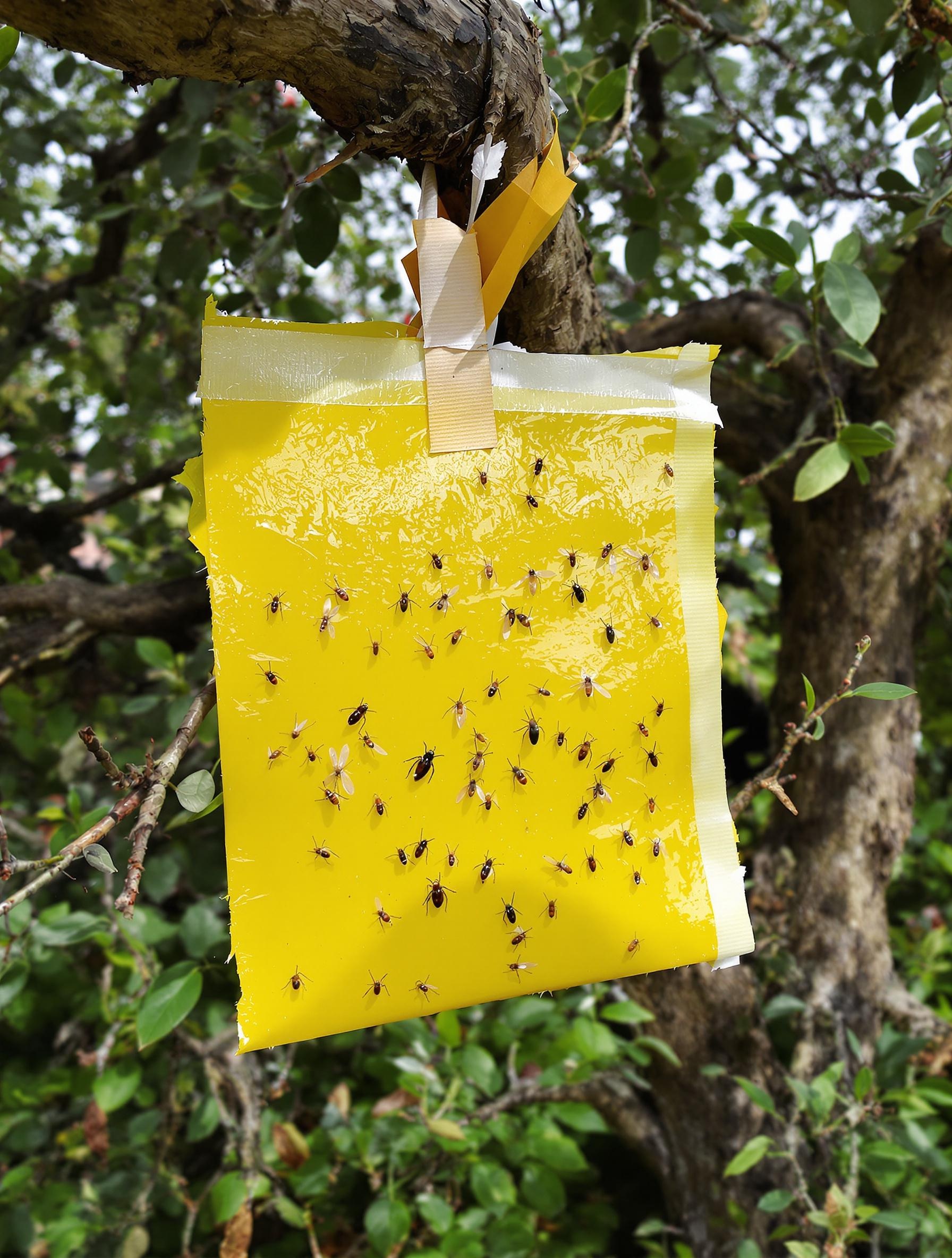 Piège chromatique jaune artisanal contre mouches et cochenilles