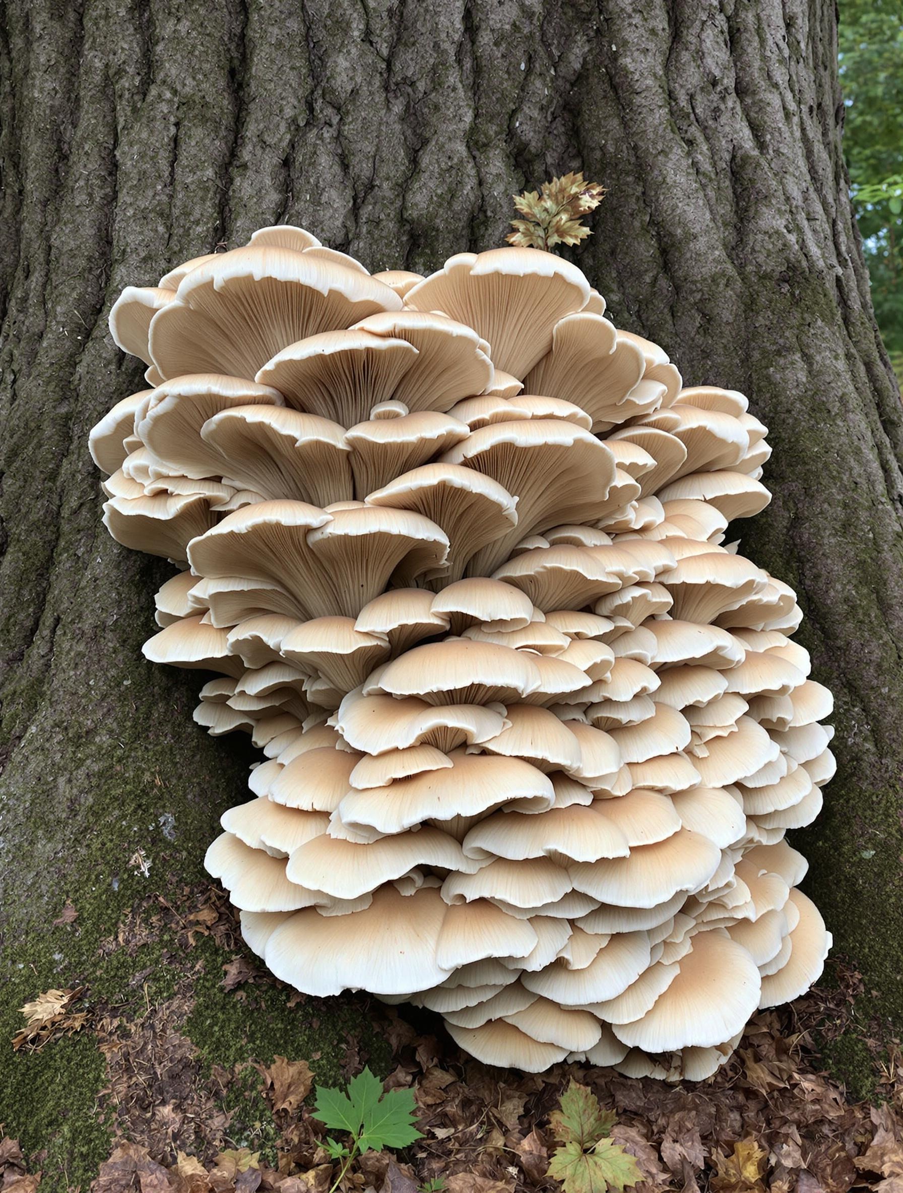 Polypore en ombelle poussant à la base d'un vieux chêne